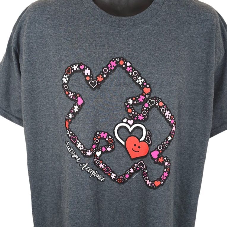 Gildan Autism Acceptance Shirt Adult XL Gray Puzzle Piece Gildan Mens Size US XL / EU 56 / 4 - 2 Thumbnail