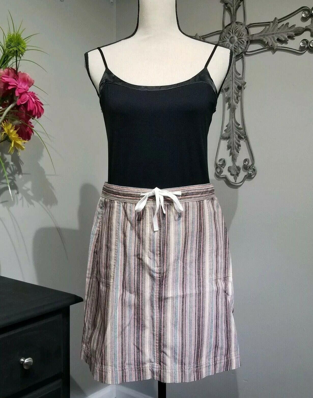 Designer Christopher & Banks Skirt 8 Striped Cotton Drawstring Size 30" / US 8 / IT 44 - 1 Thumbnail