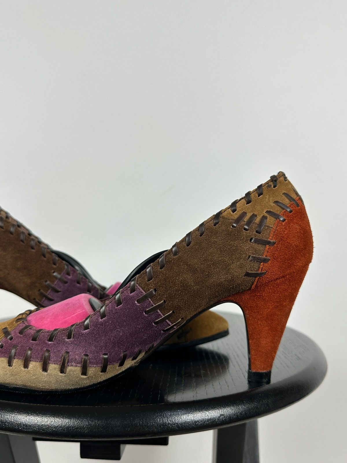 Miu Miu × Prada Miu Miu Multicolor Suede Patchwork Heels Size US 6 / IT 36 - 19 Thumbnail