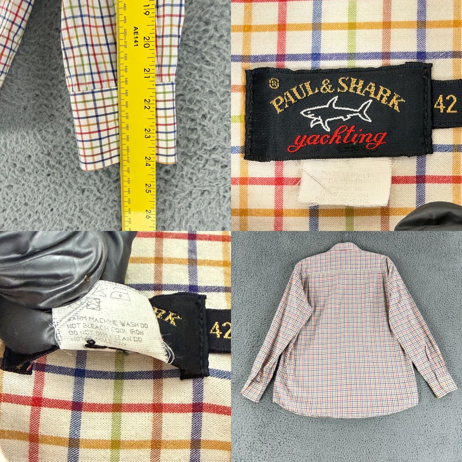 Paul & Shark Paul & Shark Yachting Button-Up Shirt Mens Large Yellow Plaid Long Sleeve Cotton Size US L / EU 52-54 / 3 - 8 Thumbnail