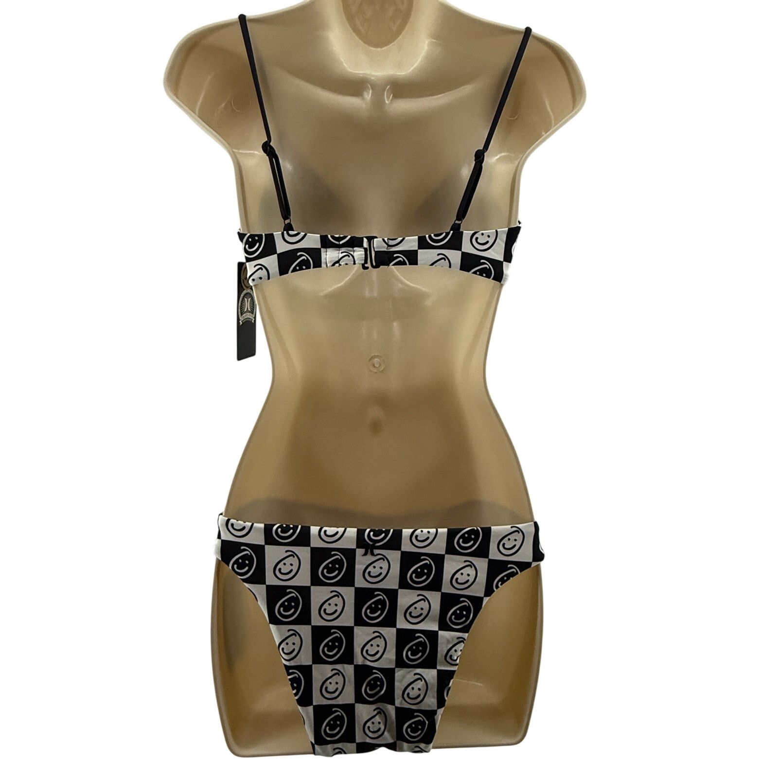 Hurley Hurley Black White Smiley Plaid Scoop Bralette Bikini Top M Size M / US 6-8 / IT 42-44 - 6 Thumbnail