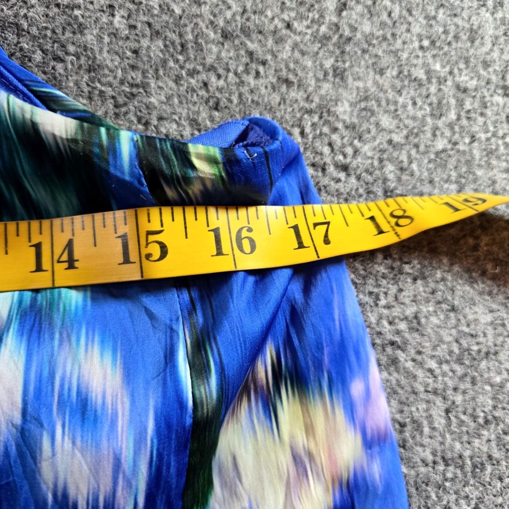 Nicole Miller Nicole Miller Dress Womens Size S Blue Green Watercolor Midi Casual Resort Satin Sheath Pockets V-Neck Sleeveless Pullover Microgeometric Pattern Size S / US 4 / IT 40 - 6 Thumbnail