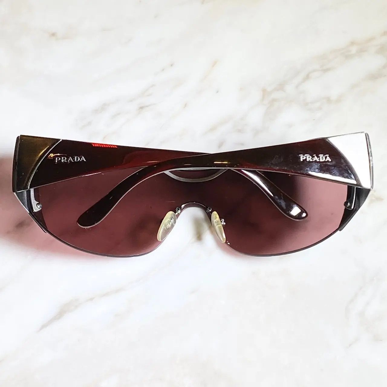 Prada × Vintage PRADA Sunglasses SPR 53G Star Sport Metal Shield Oval Wrap Size ONE SIZE - 5 Thumbnail