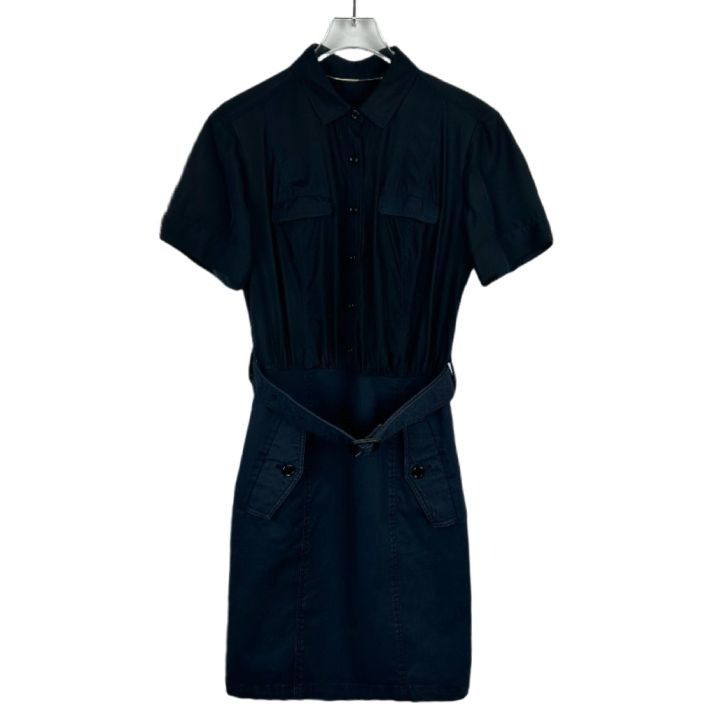 Burberry Navy Blue Polo Collar Short-Sleeve Shirt Dress (Siz