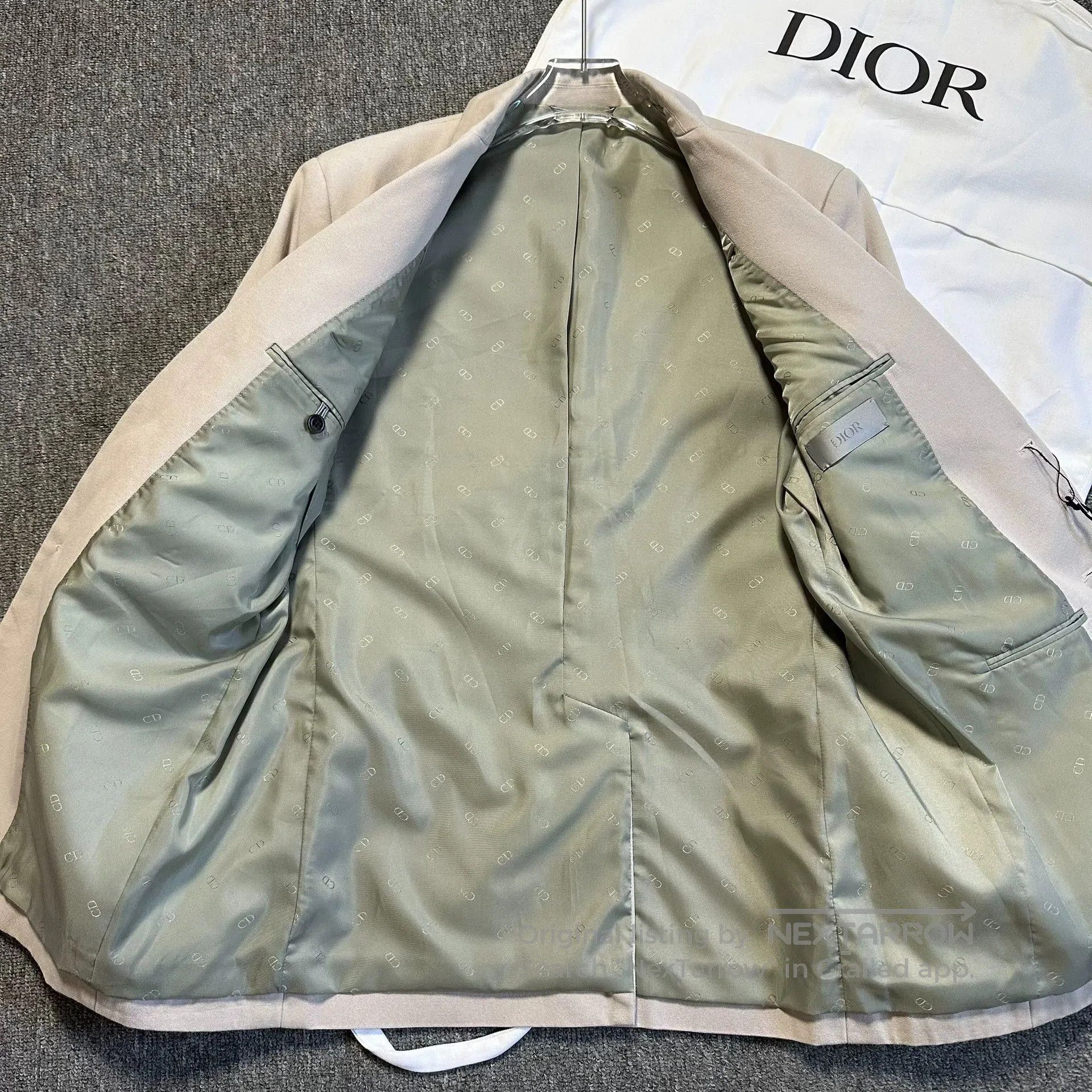 Dior Dior Beige Lightweight Blazer with Green Lining. Size US L / EU 52-54 / 3 - 5 Thumbnail