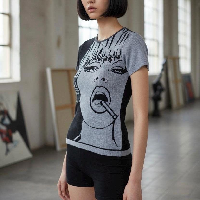 Desigual The Desigual Girl with a Straw Knitted T-Shirt Size M / US 6-8 / IT 42-44 - 2 Thumbnail