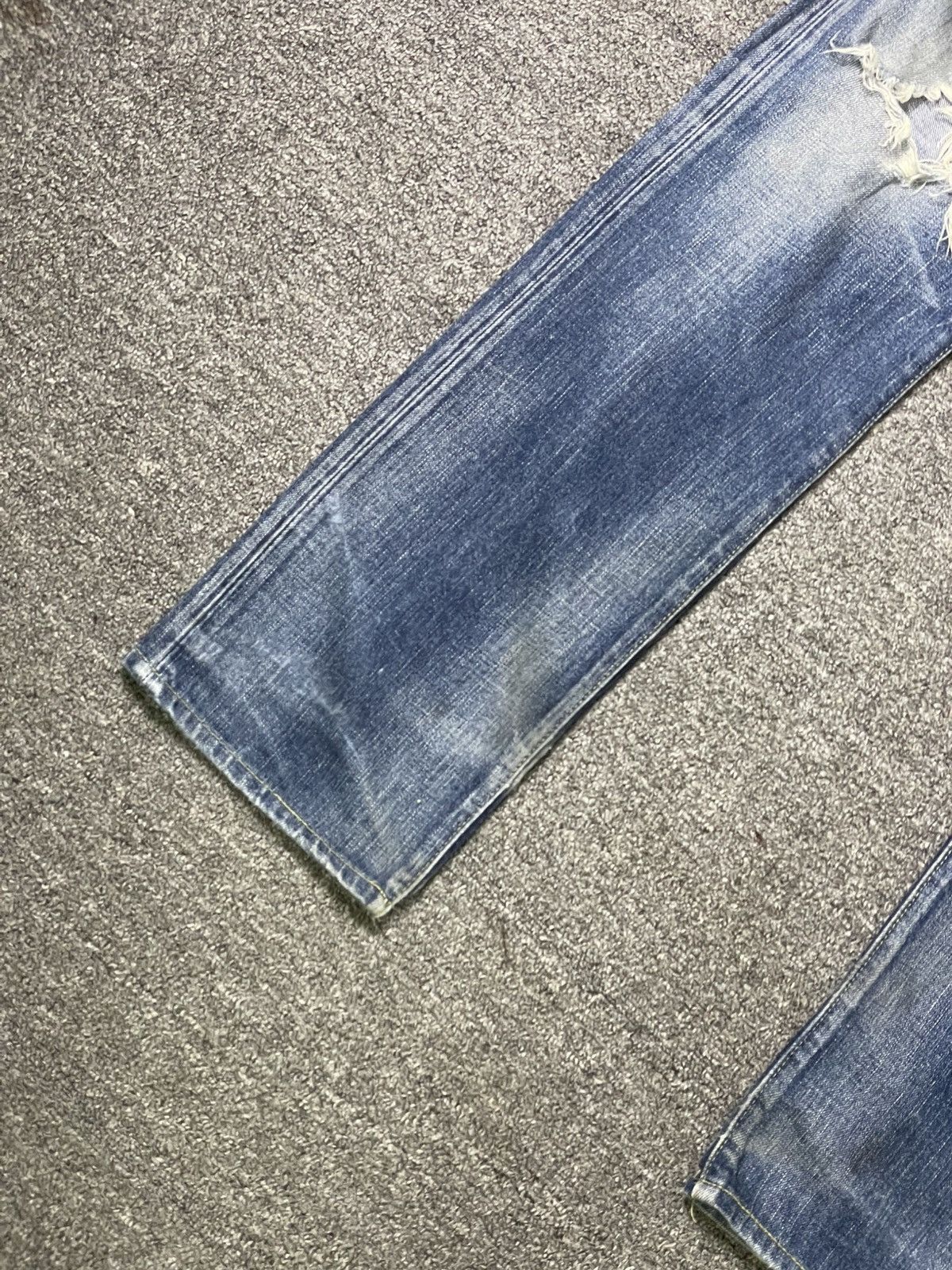 Japanese Brand × Vintage BACK NUMBER 01 Ripped Denim Jeans (92) Size US 34 / EU 50 - 2 Thumbnail