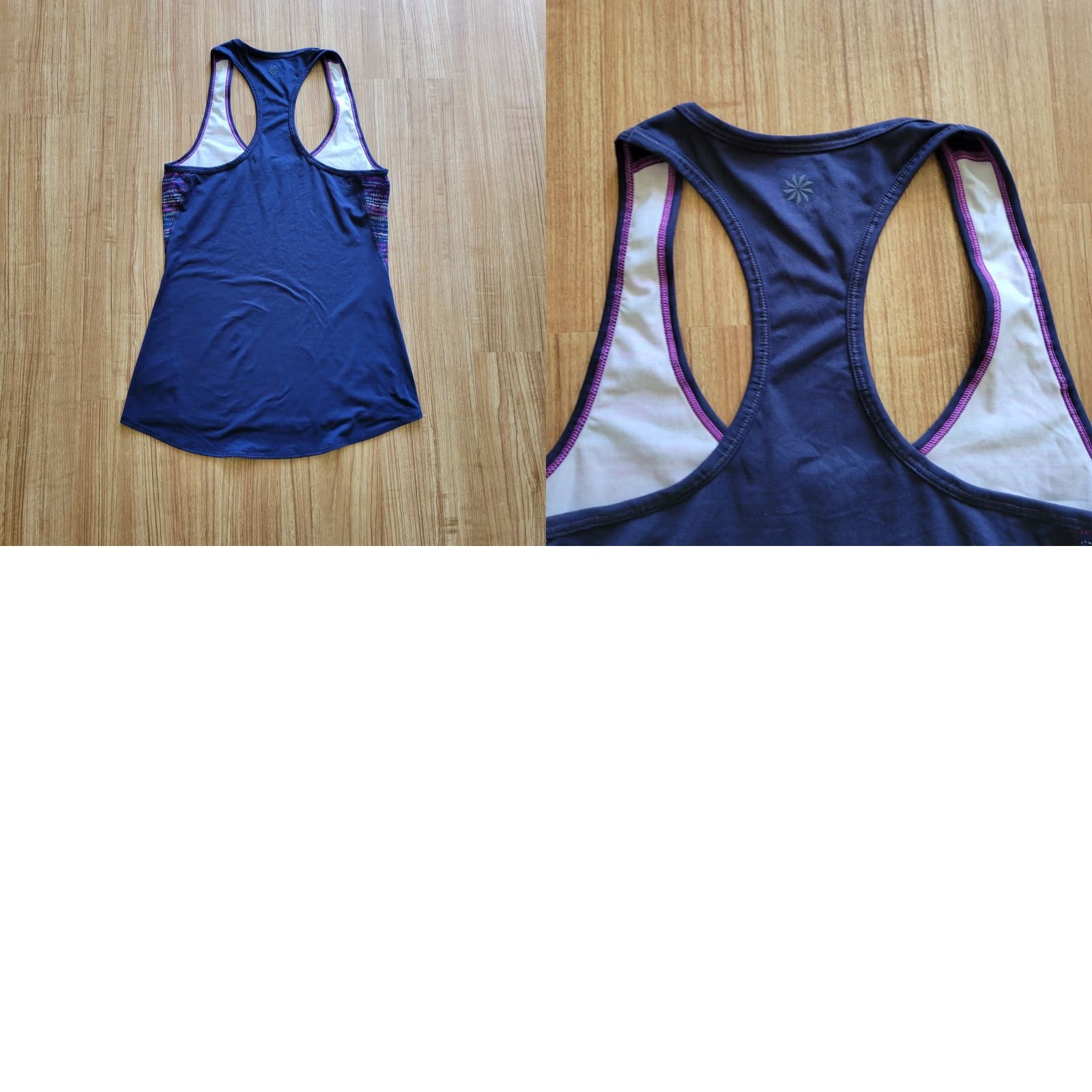 Athleta Athleta Tank Top Womens XS Navy Blue Pink Striped Racerback Athletic Size XS / US 0-2 / IT 36-38 - 8 Thumbnail