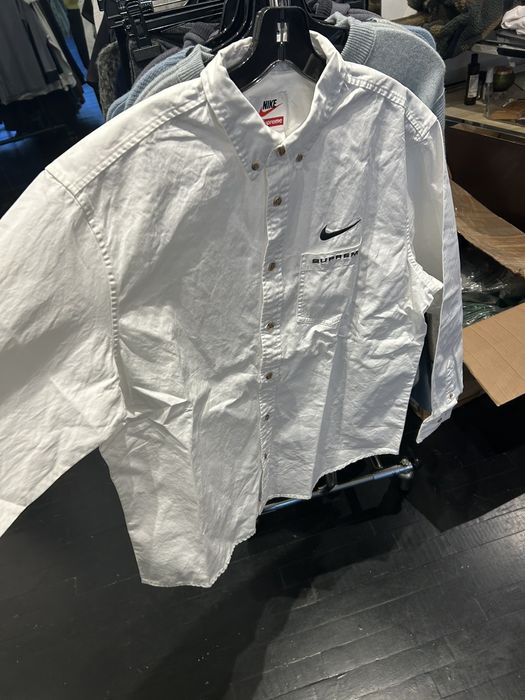 超高品質の販売 Supreme Nike Cotton Twill Shirt White M - トップス