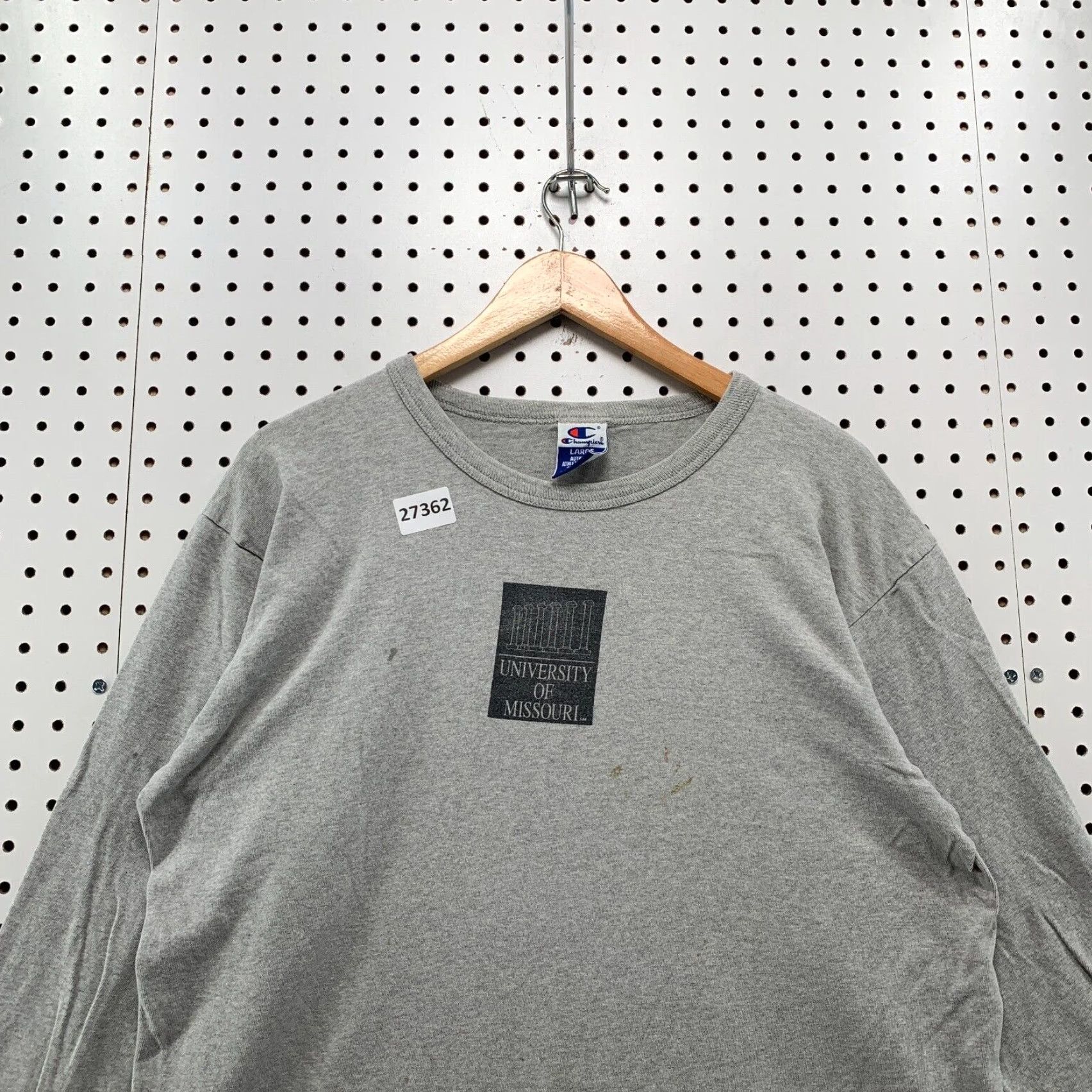 Champion VINTAGE Champion University Shirt Long Sleeve Adult Large Gray 90s MU 1990s Mens Size US L / EU 52-54 / 3 - 2 Thumbnail