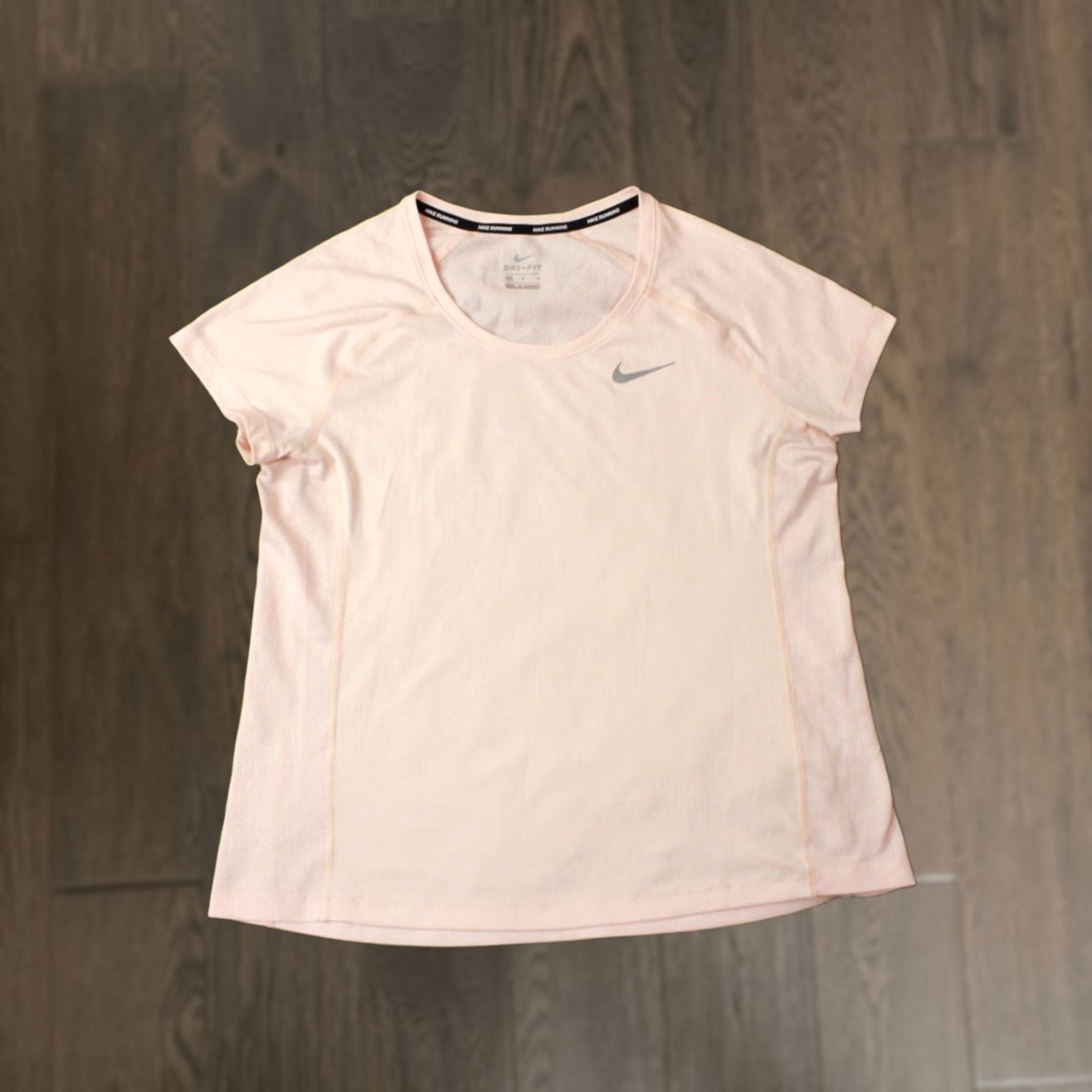 Nike Nike Dri-FIT Women Shirt Jersey T-Shirt Tee Size L Peach Reflective Logos Training Running Summer - Womens Size L / US 10 / IT 46 - 1 Thumbnail