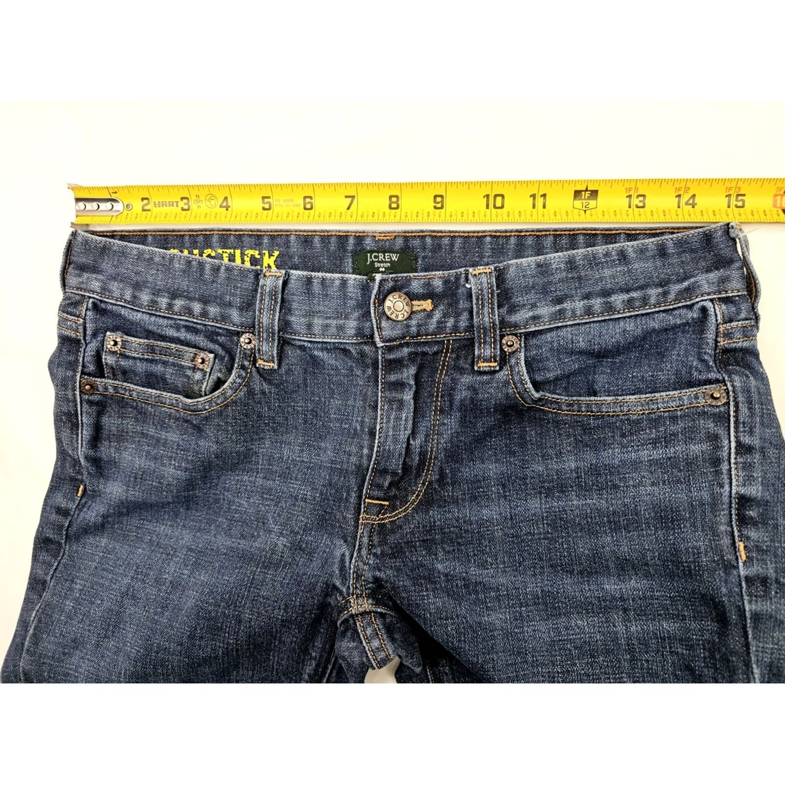 J.Crew J.CREW Matchstick Slim-Straight Jeans Women 28 Blue Denim Stretch 5-Pocket Design Regular Size Inseam 31 Texture: Dark Wash Jeans Size 28" / US 6 / IT 42 - 5 Thumbnail