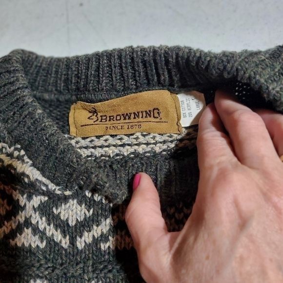 Vintage Browning Cable Knit Hunting LS Crew Neck Sz. L Sweater Size US L / EU 52-54 / 3 - 2 Thumbnail