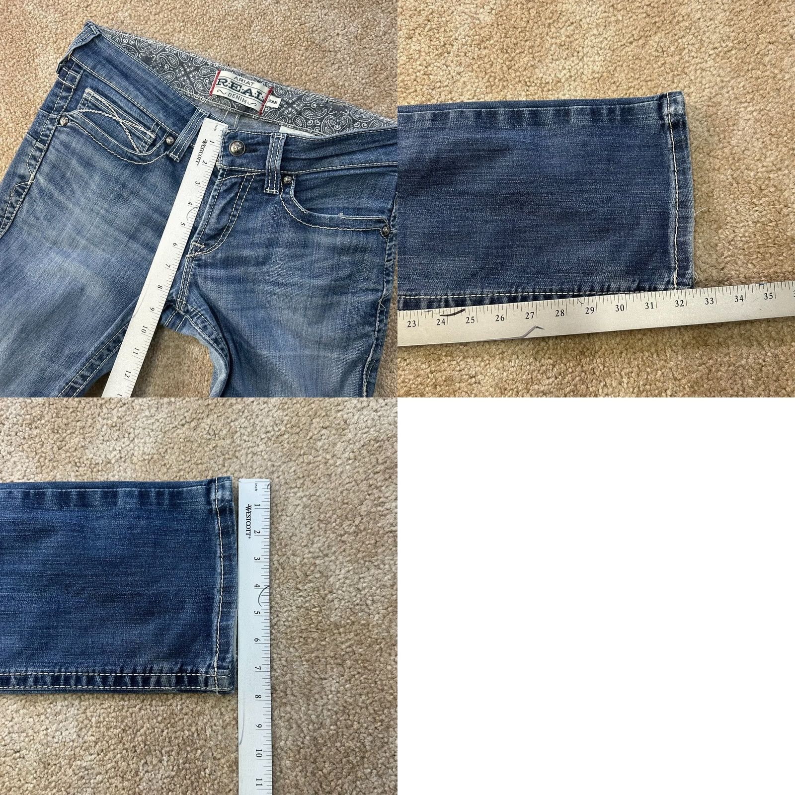 Ariat Ariat REAL denim Mid Bootcut Jeans Womens 29 Blue Stretch Denim Western cowboy Bootscut 5-Pocket Women Regular Size 29" - 9 Thumbnail