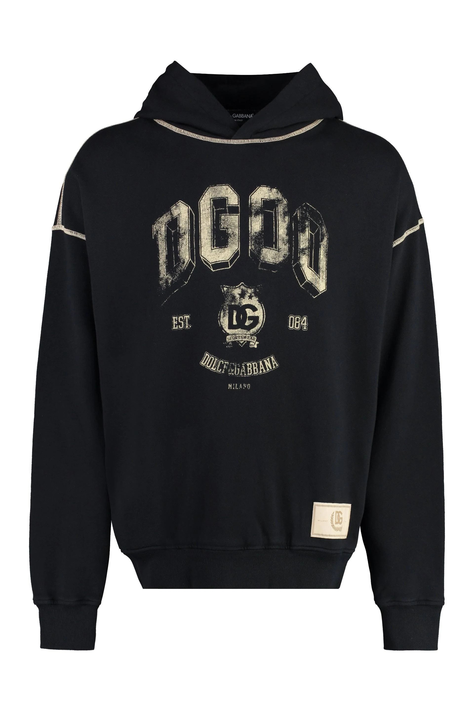 Dolce & Gabbana o1s22i1n0924 Logo Print Hoodie in Black Size US M / EU 48-50 / 2 - 1 Thumbnail