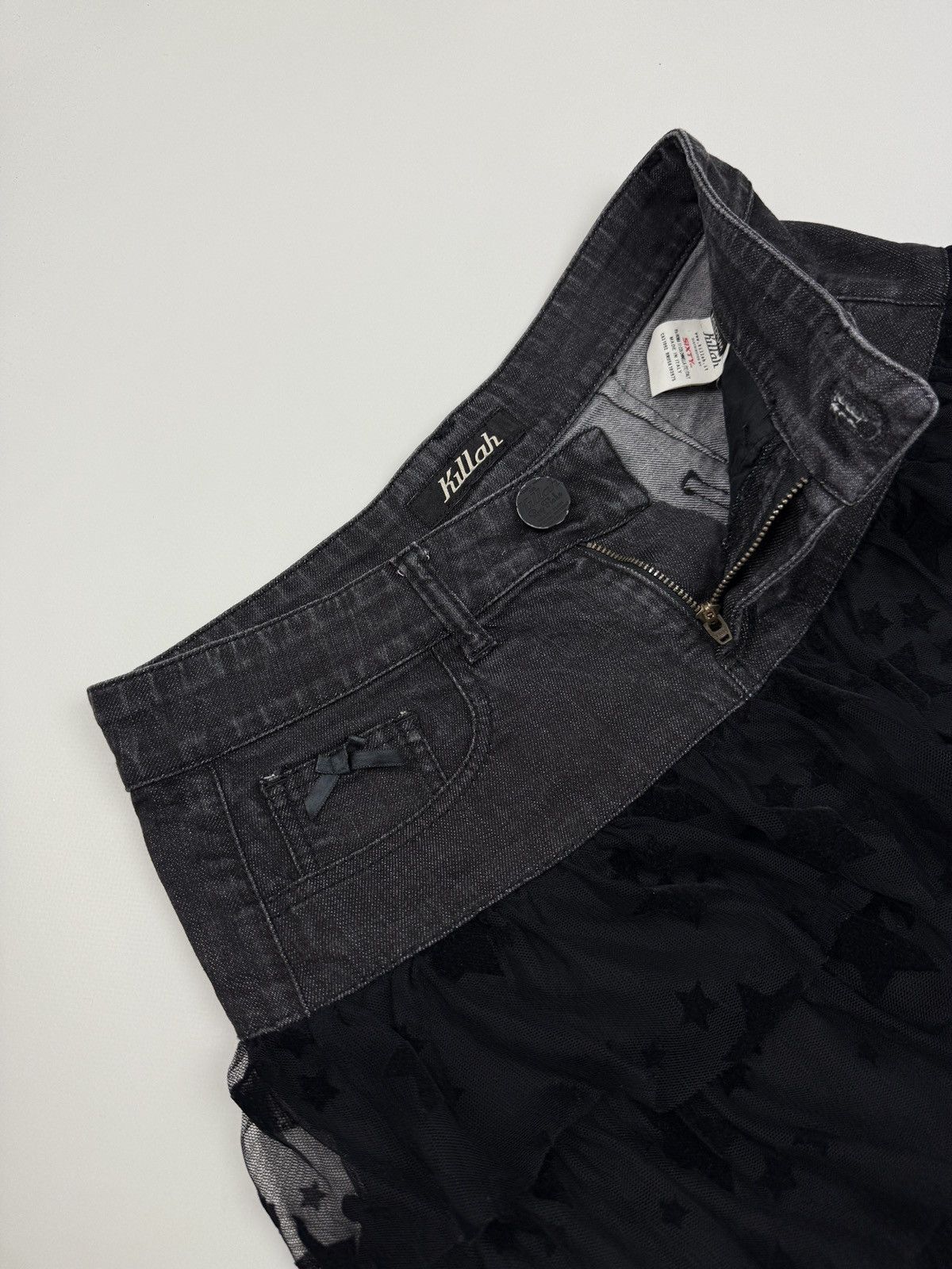 Miss Sixty Y2K Vintage Killah by Miss Sixty Denim Flare Mesh Mini Skirt Size 28" / US 6 / IT 42 - 3 Thumbnail