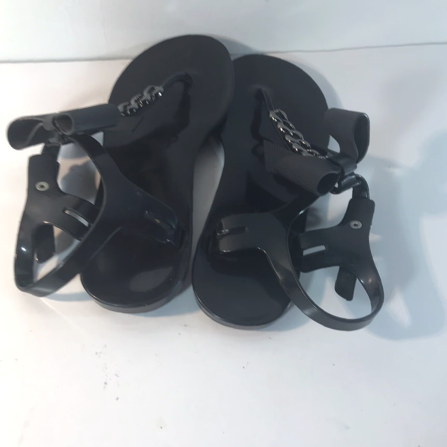 Vintage KATE SPADE NEW YORK Jelly Thong Sandals Bow Adjustable Buckle Womens Size 5 Black Size US 5 / IT 35 - 3 Thumbnail