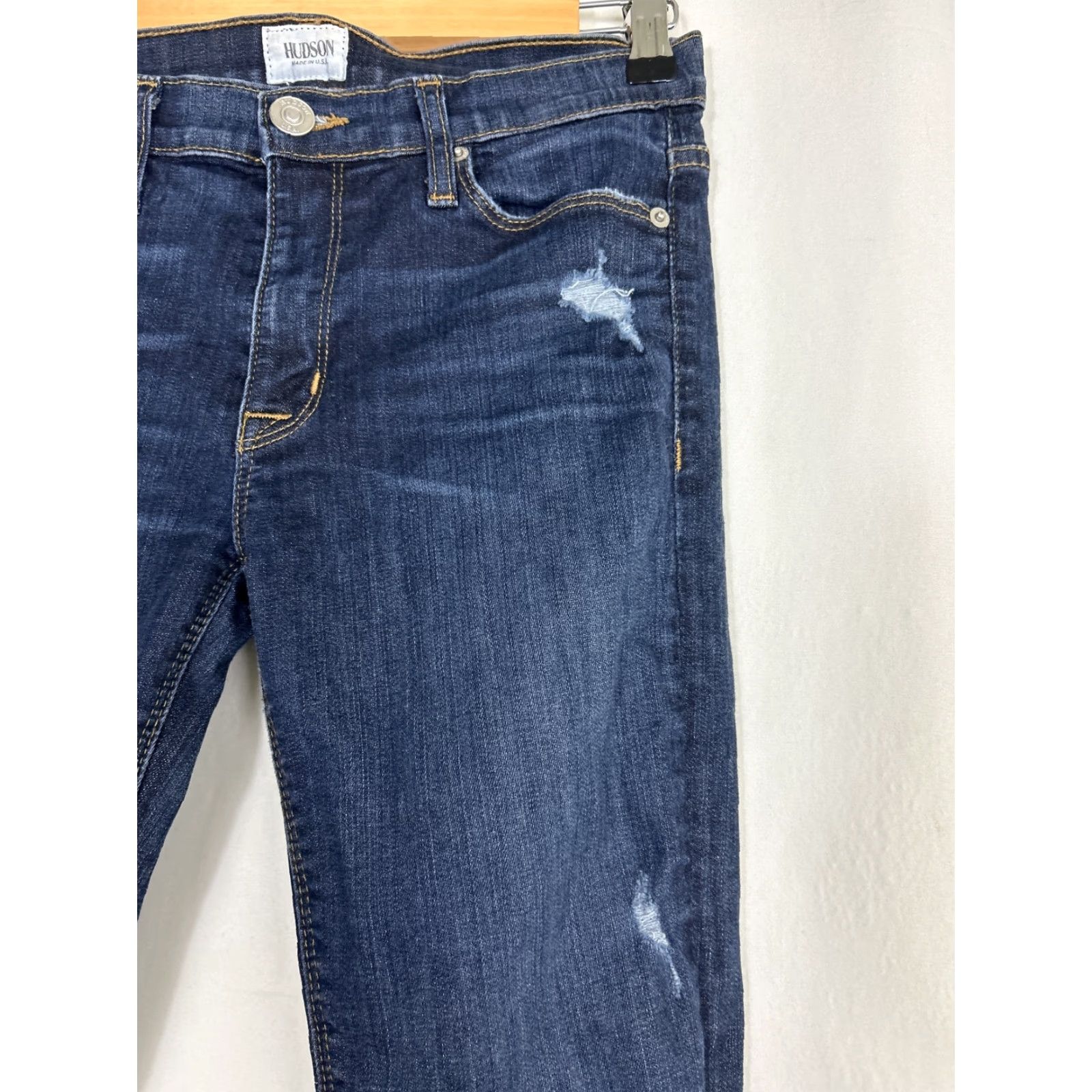 Hudson HUDSON Nico Super Skinny Jeans Womens 27 Mid-Rise Dark Wash Distressed 28x29 Size 27" / US 4 / IT 40 - 5 Thumbnail