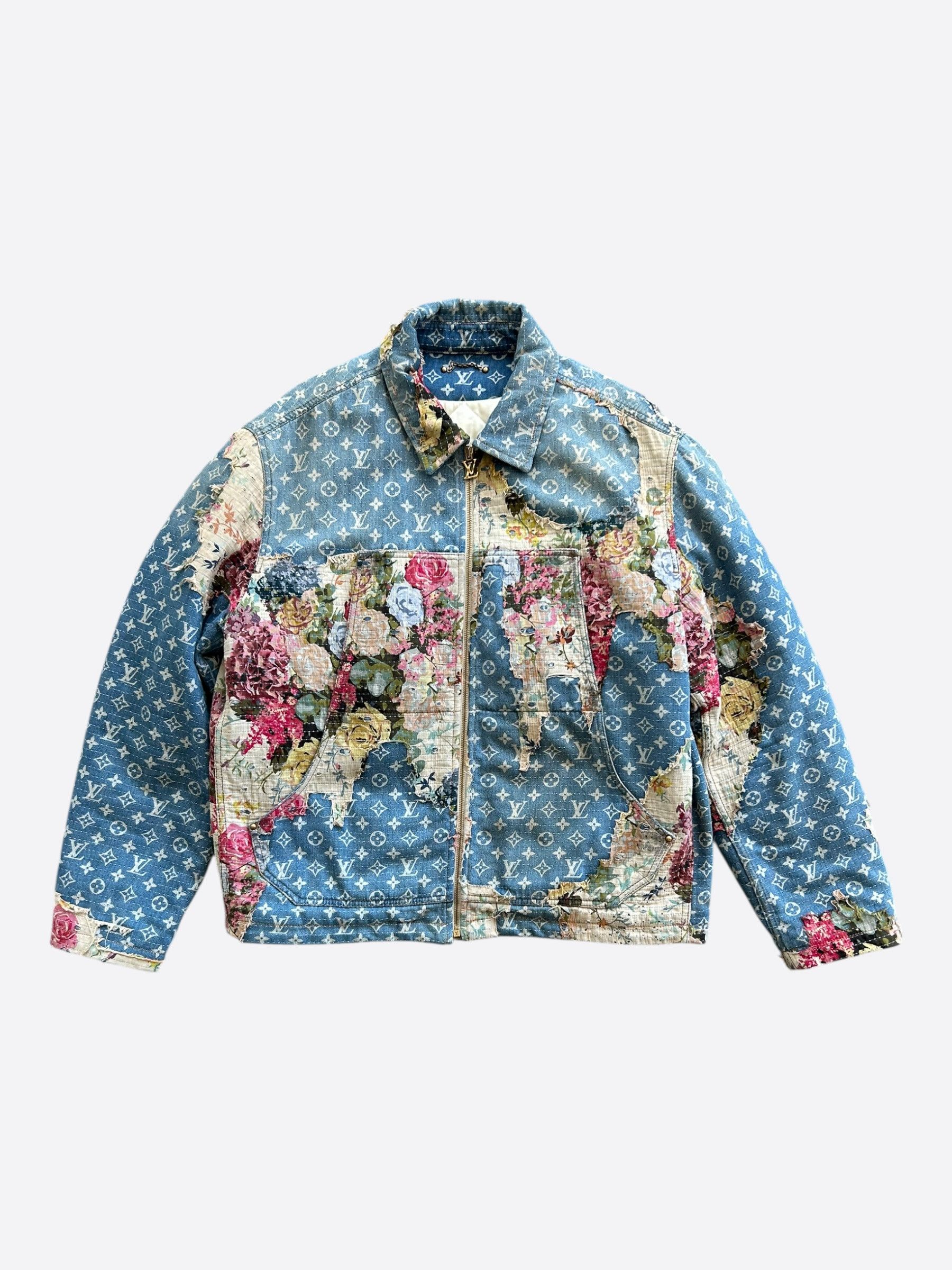 Louis Vuitton Blue Monogram Distressed Floral Workwear Jacket Size US XXL / EU 58 / 5 - 1 Thumbnail
