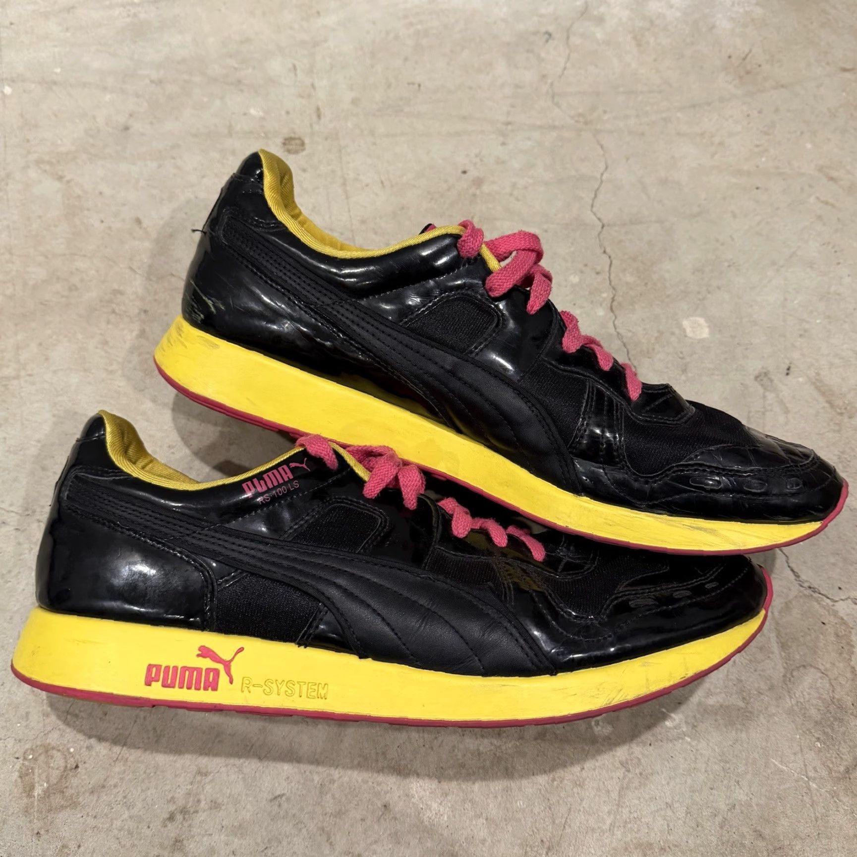 Puma PUMA R-System Sneaker Black Pink Yellow Mens Size 13 345569-02 Size US 12 / EU 45 - 2 Thumbnail
