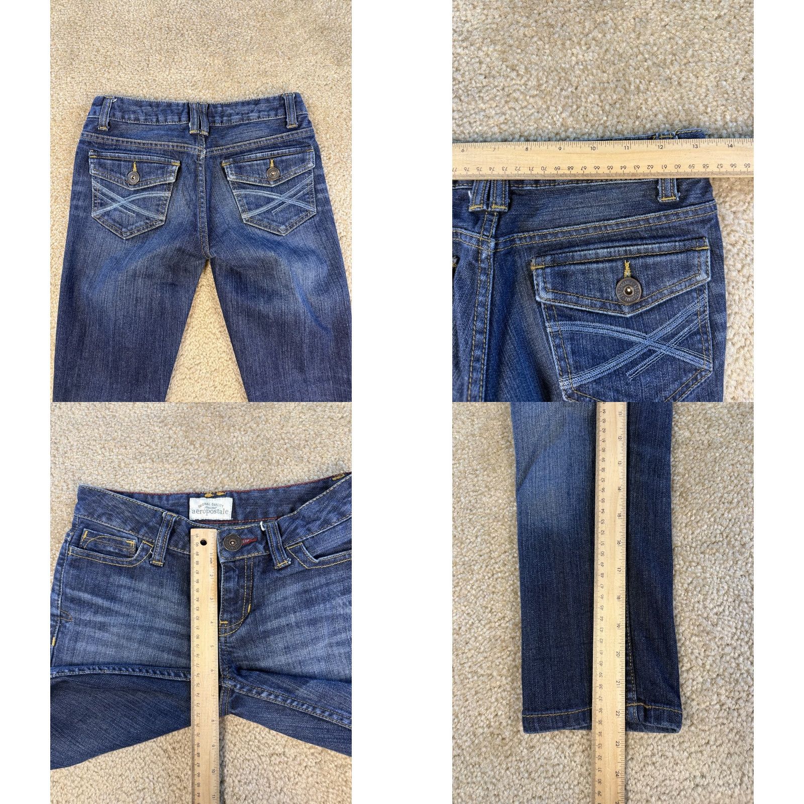 Vintage VINTAGE Aeropostale Jeans Women's Cropped Blue Size 00 Button Pockets Y2K Size 24" / US 00 / IT 34 - 8 Thumbnail