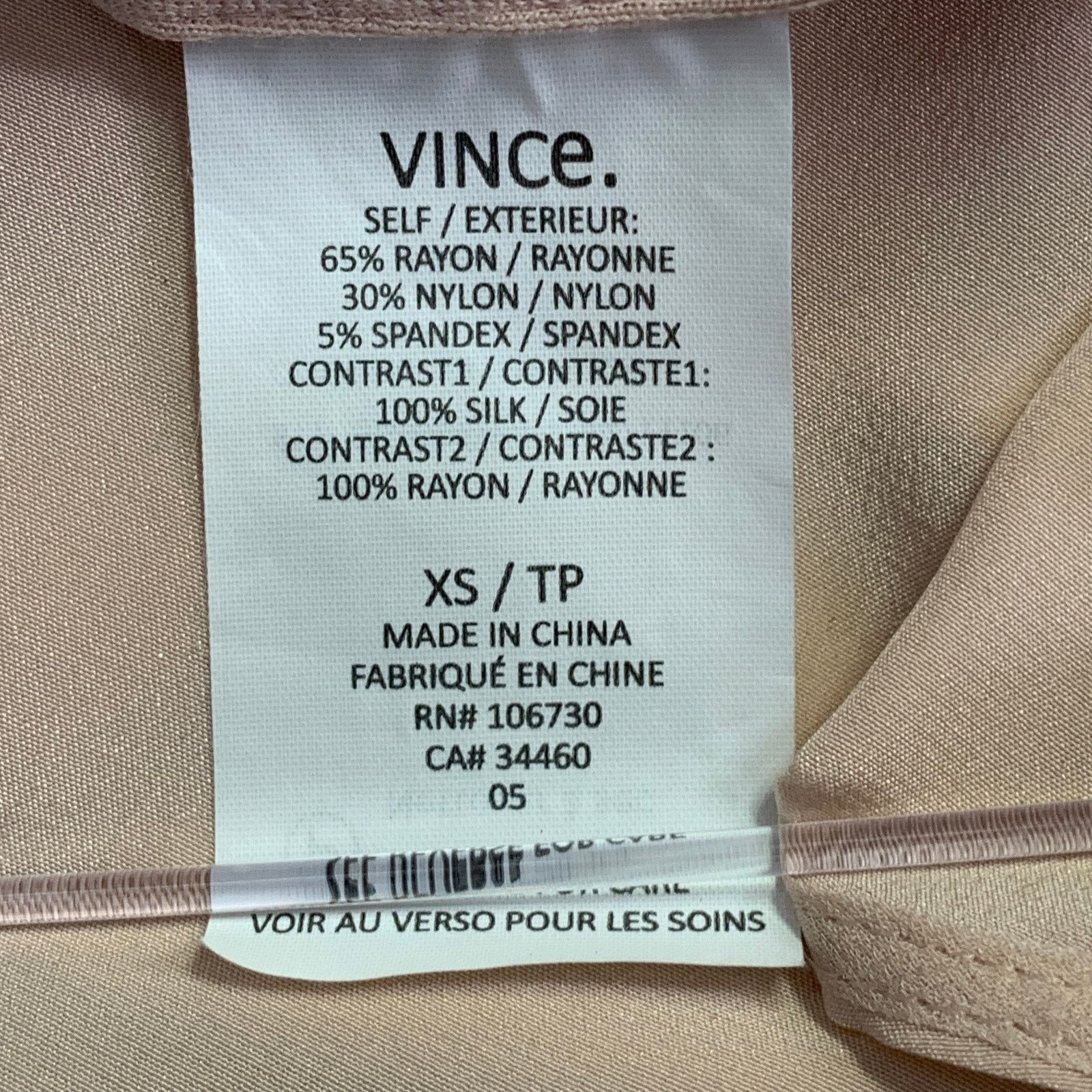 Vince XS Pink Black Rayon Blend Contrast Trim V-Neck Casual Top Size XS / US 0-2 / IT 36-38 - 7 Thumbnail