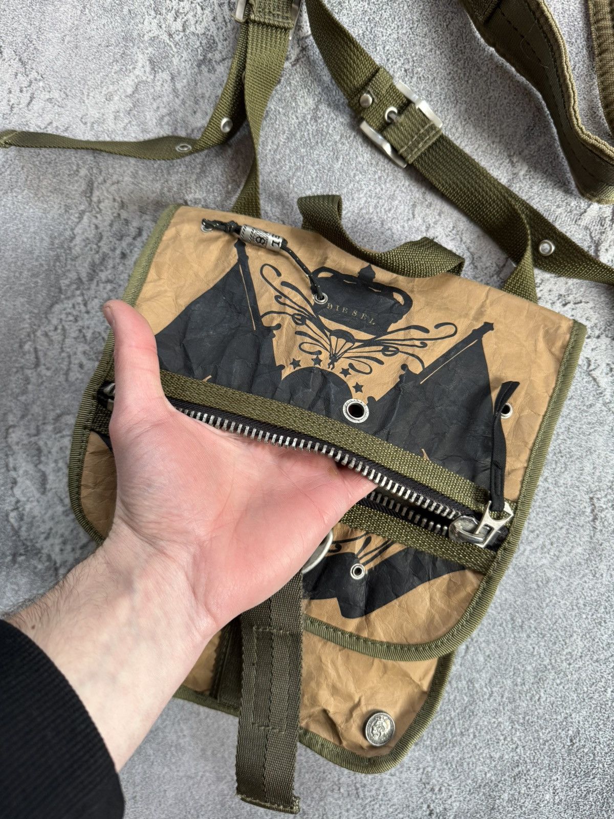 Diesel Y2K cargo military crossbody shoulder bag tactical