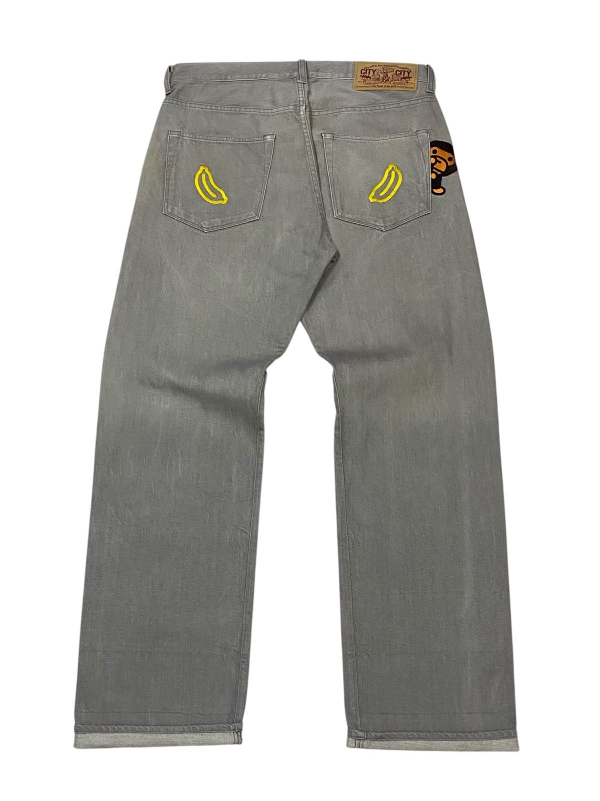Bape A Bathing Ape Embroidered Logo Button Fly Denim Pants Size US 34 / EU 50 - 3 Thumbnail