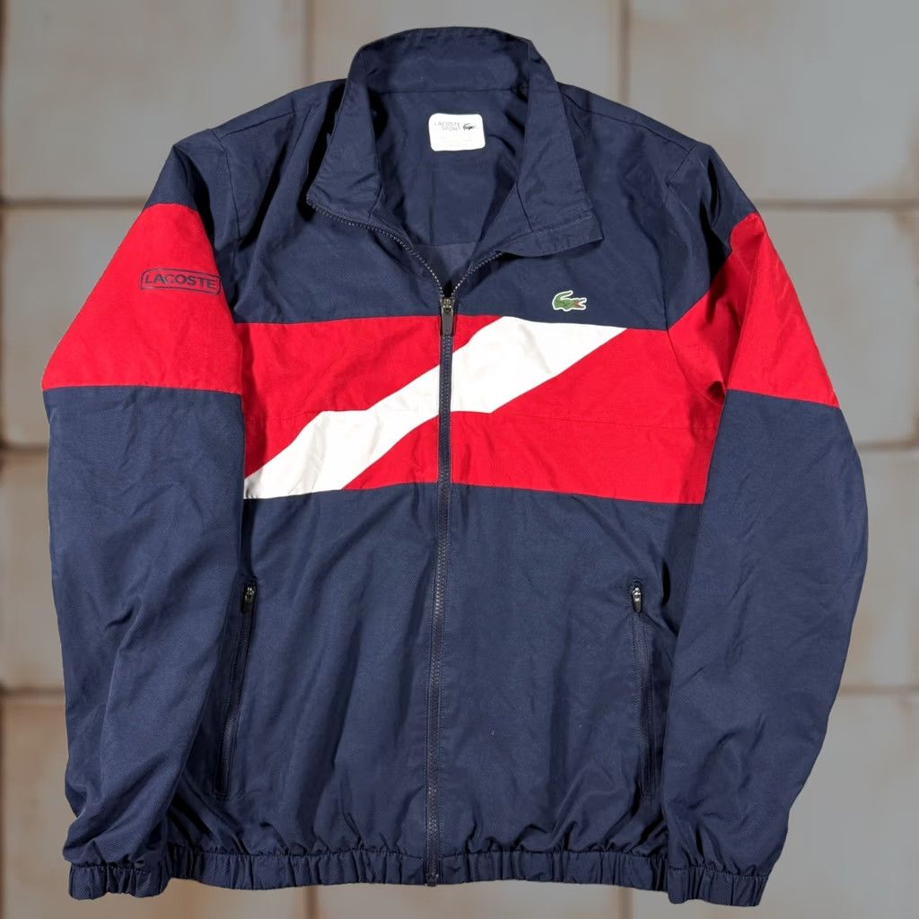 Lacoste Lacoste Multicolor Windbreaker Jacket Men Large Navy Red Colorblock Zip Full Zip Lightweight Pockets Logo Embroidered Size US L / EU 52-54 / 3 - 1 Thumbnail