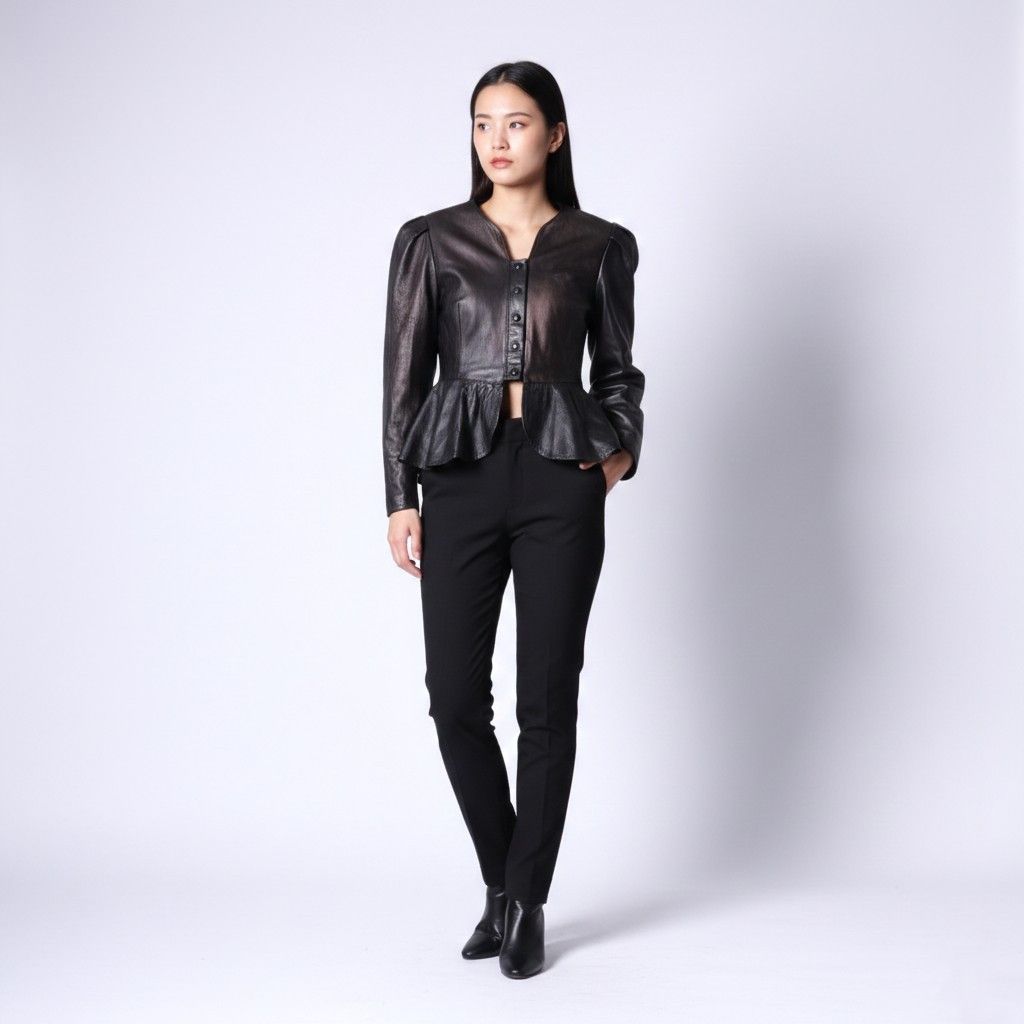 Vintage Star Collection Women 38 S Jacket Black Gold Leather 6377 Size S / US 4 / IT 40 - 1 Thumbnail