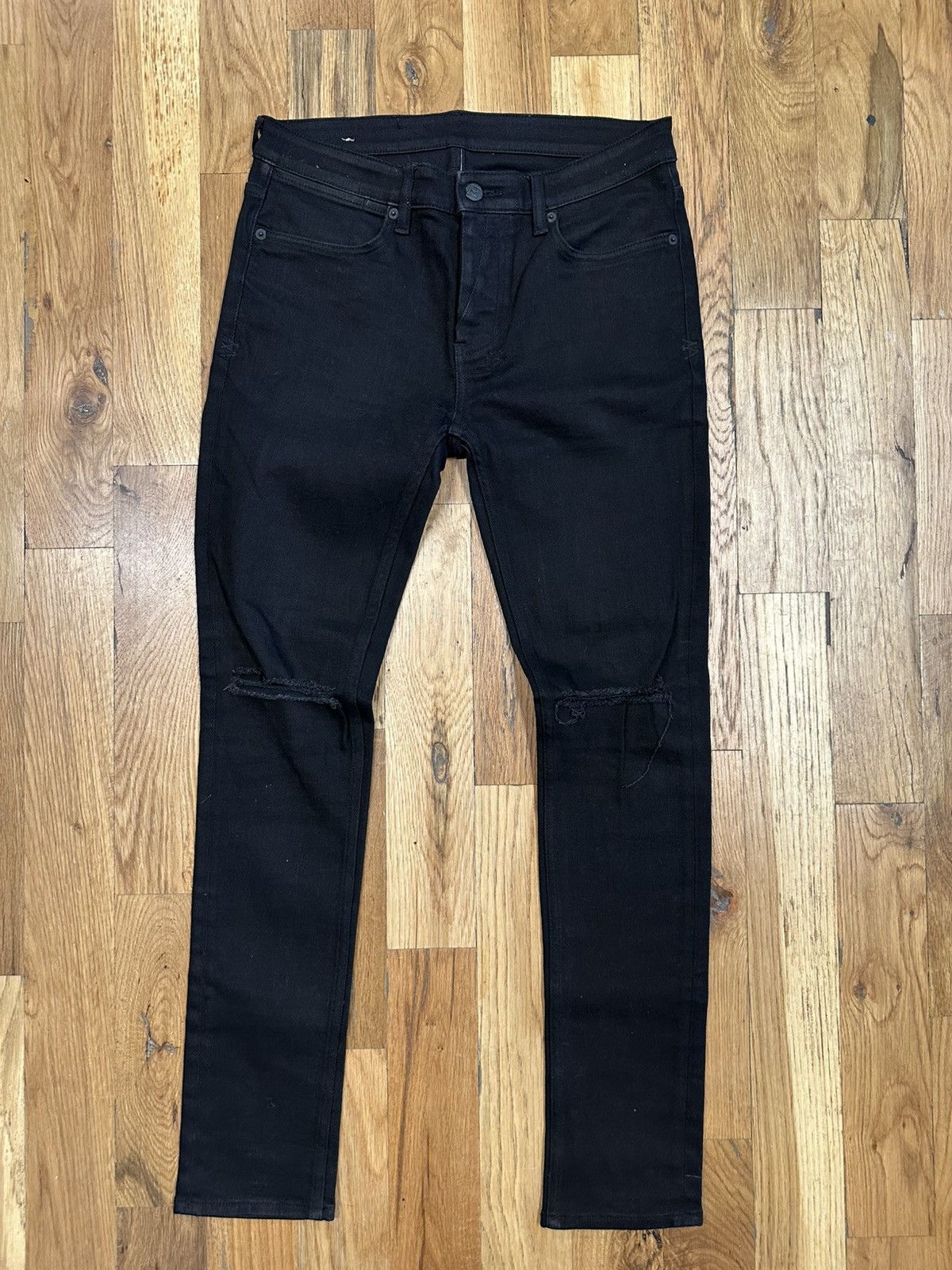 Ksubi Ksubi Knee Rip Plain Black Denim Jeans Size 31 Size US 31 - 1 Thumbnail