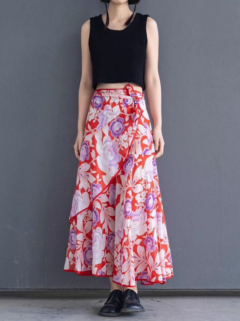 Kenzo KENZO sizeM Floral flowers wrap around the skirt vintage Size 25" / US 0 / IT 36 - 1 Thumbnail