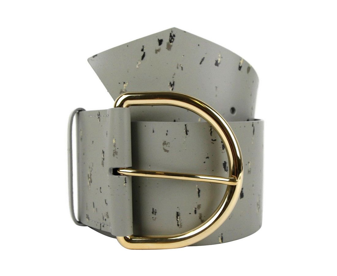 Balenciaga Women's Grey Linoleum Wide Belt Gold Hardware (80 / 32) Size ONE SIZE - 1 Thumbnail