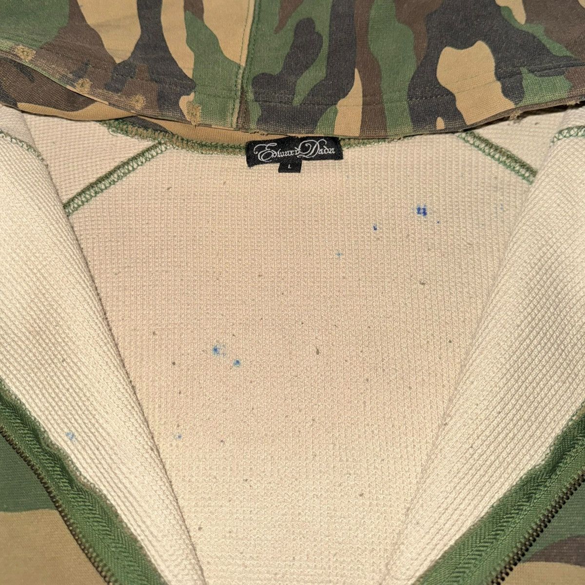 Dragonfly 1990s Archive Gothic/Emo Waffle Lined Camo Zip Up Hoodie Size US XL / EU 56 / 4 - 15 Thumbnail