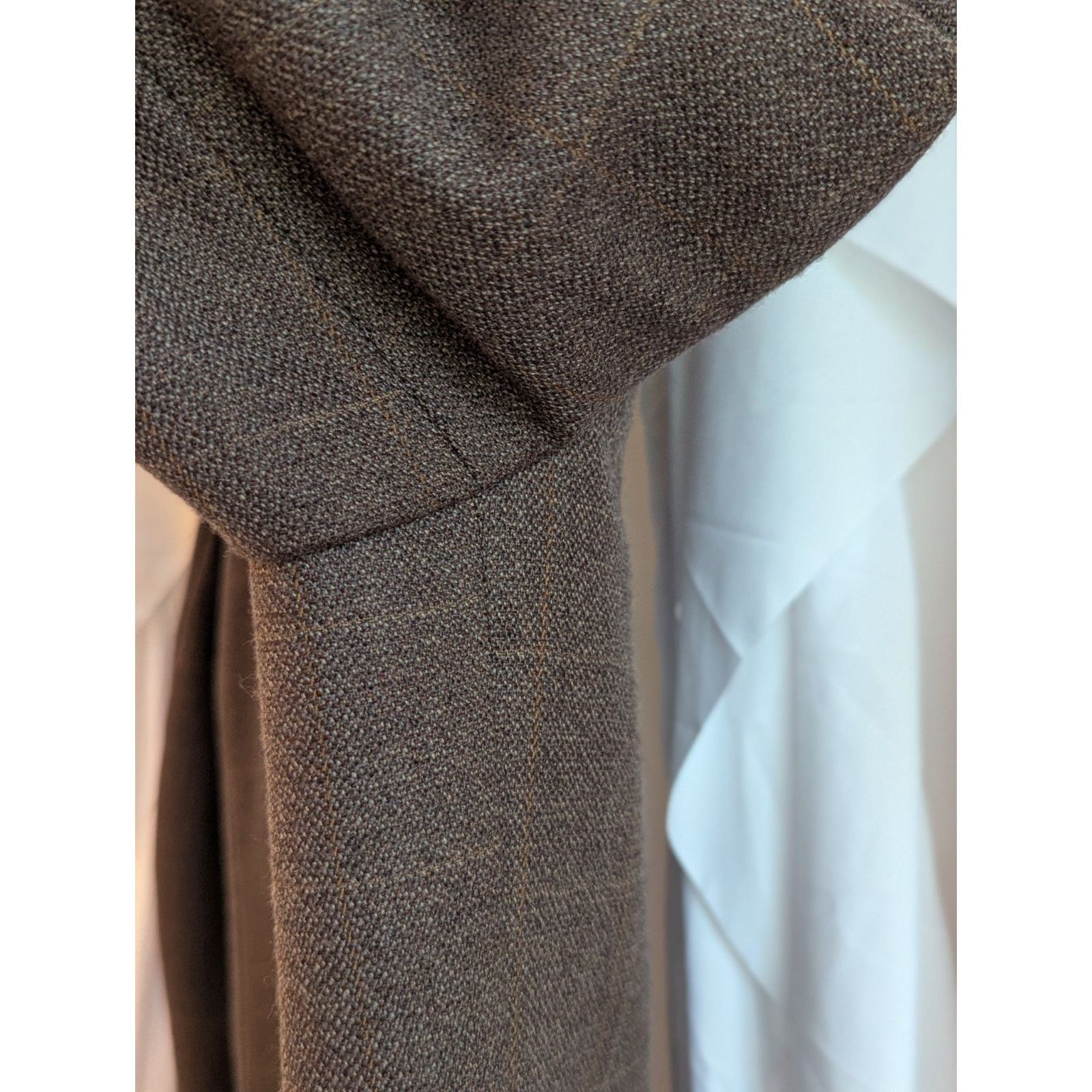 Oscar De La Renta 40R Brown 100% Wool Light Plaid 2 Button Notch Lapel Blazer Size 40R - 21 Thumbnail