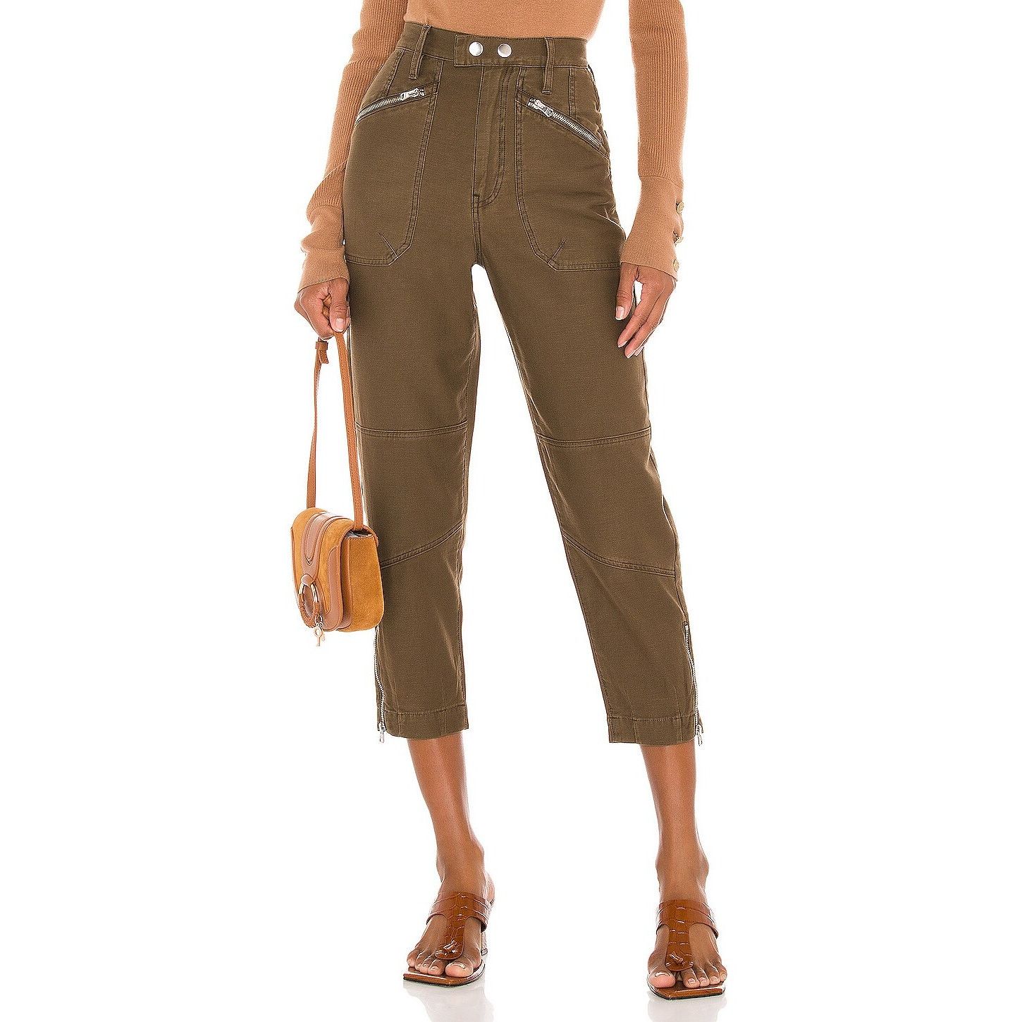 Frame Frame Moto Zip Crop Pants in Washed Army | Size 24 Size 25" / US 0 / IT 36 - 3 Thumbnail