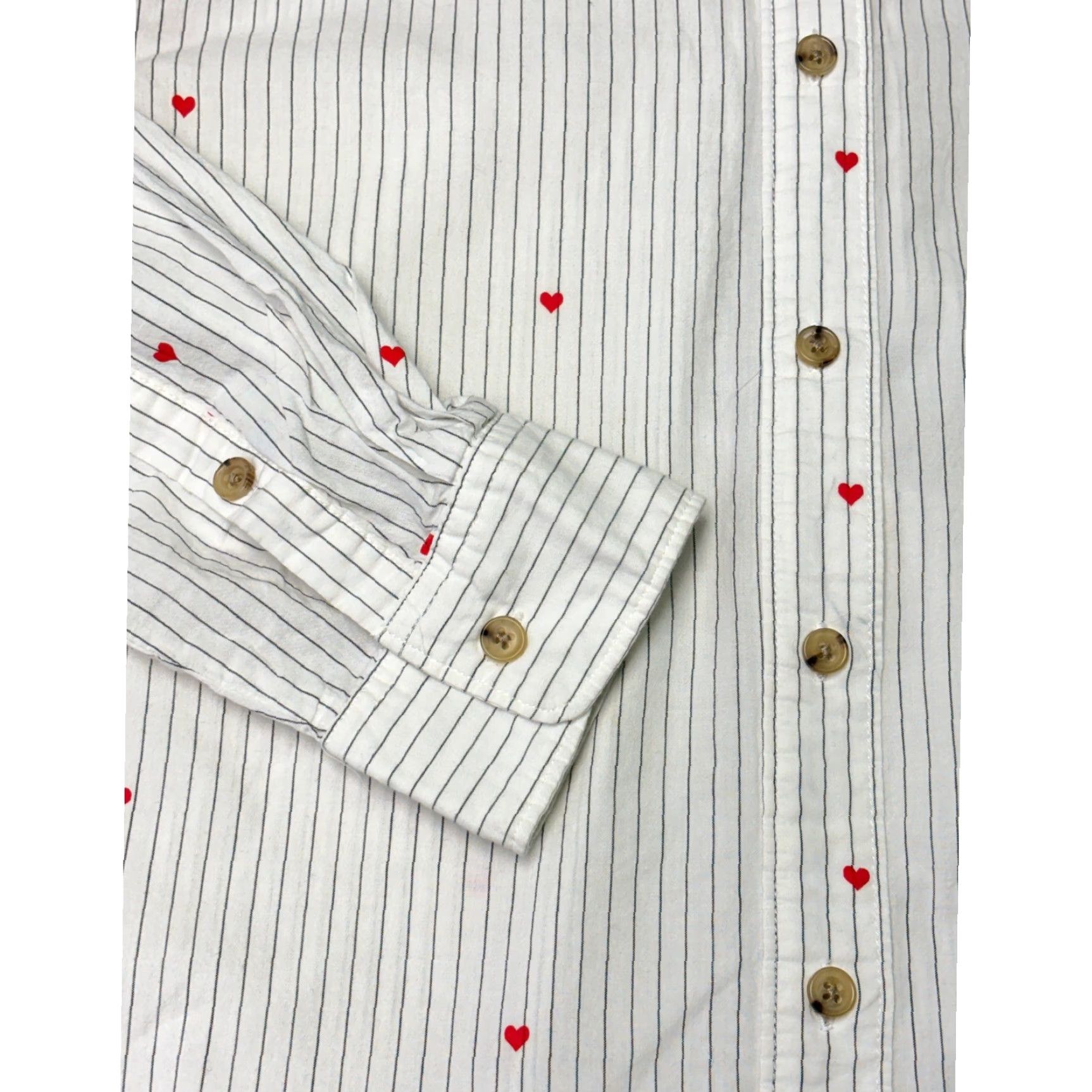 Marine Layer Marine Layer White Pinstripe Red Heart Embroidered Button-Down Women Shirt M Size M / US 6-8 / IT 42-44 - 3 Thumbnail