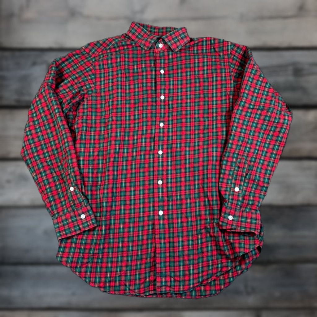 Polo Ralph Lauren Polo Ralph Lauren Shirt Adult Large Red Green Tartan Plaid Cotton Regent Fit Size US L / EU 52-54 / 3 - 1 Thumbnail