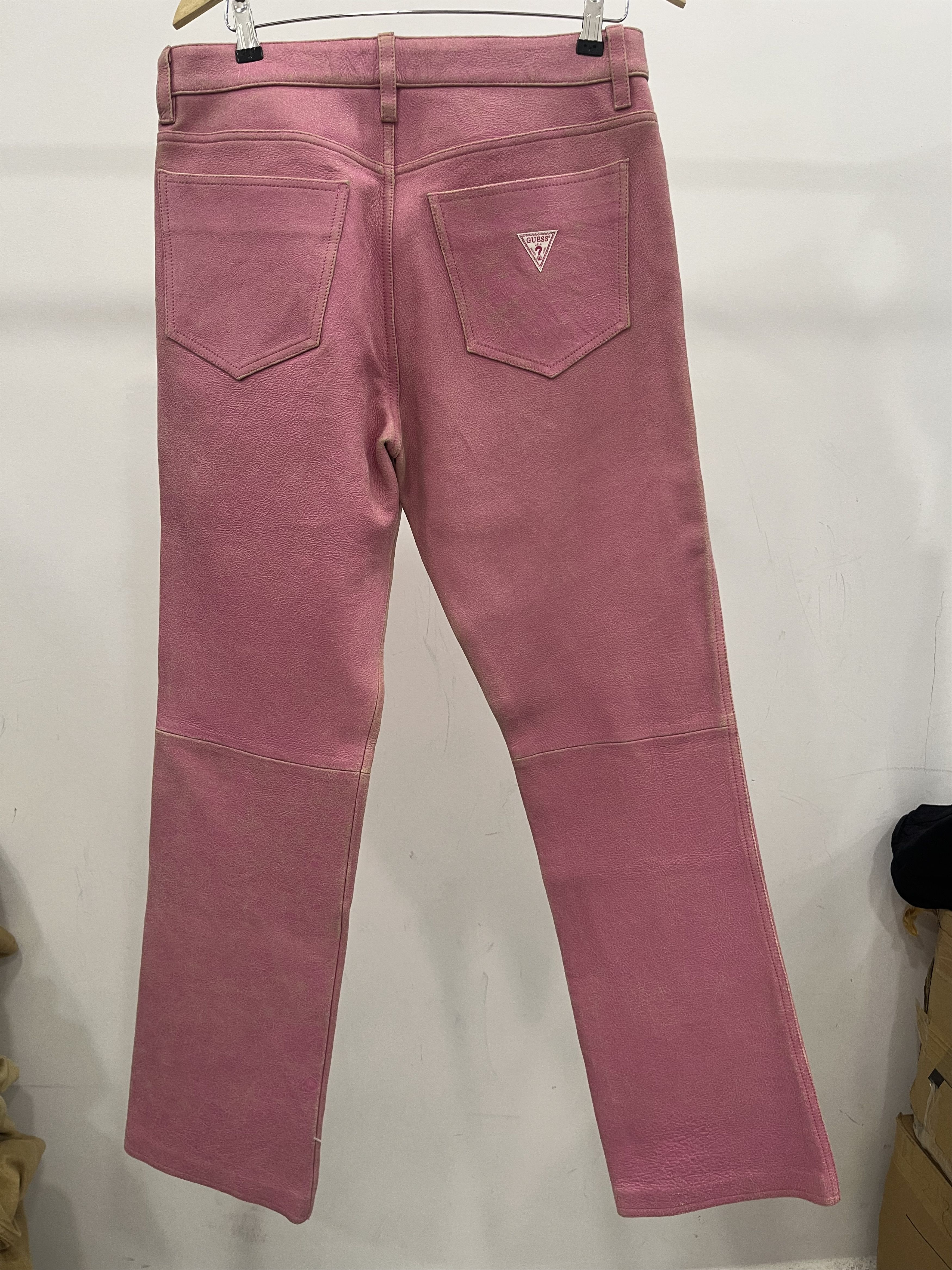 Guess GUESS USA Pink Cracked Leather Pants Size US 32 / EU 48 - 8 Thumbnail