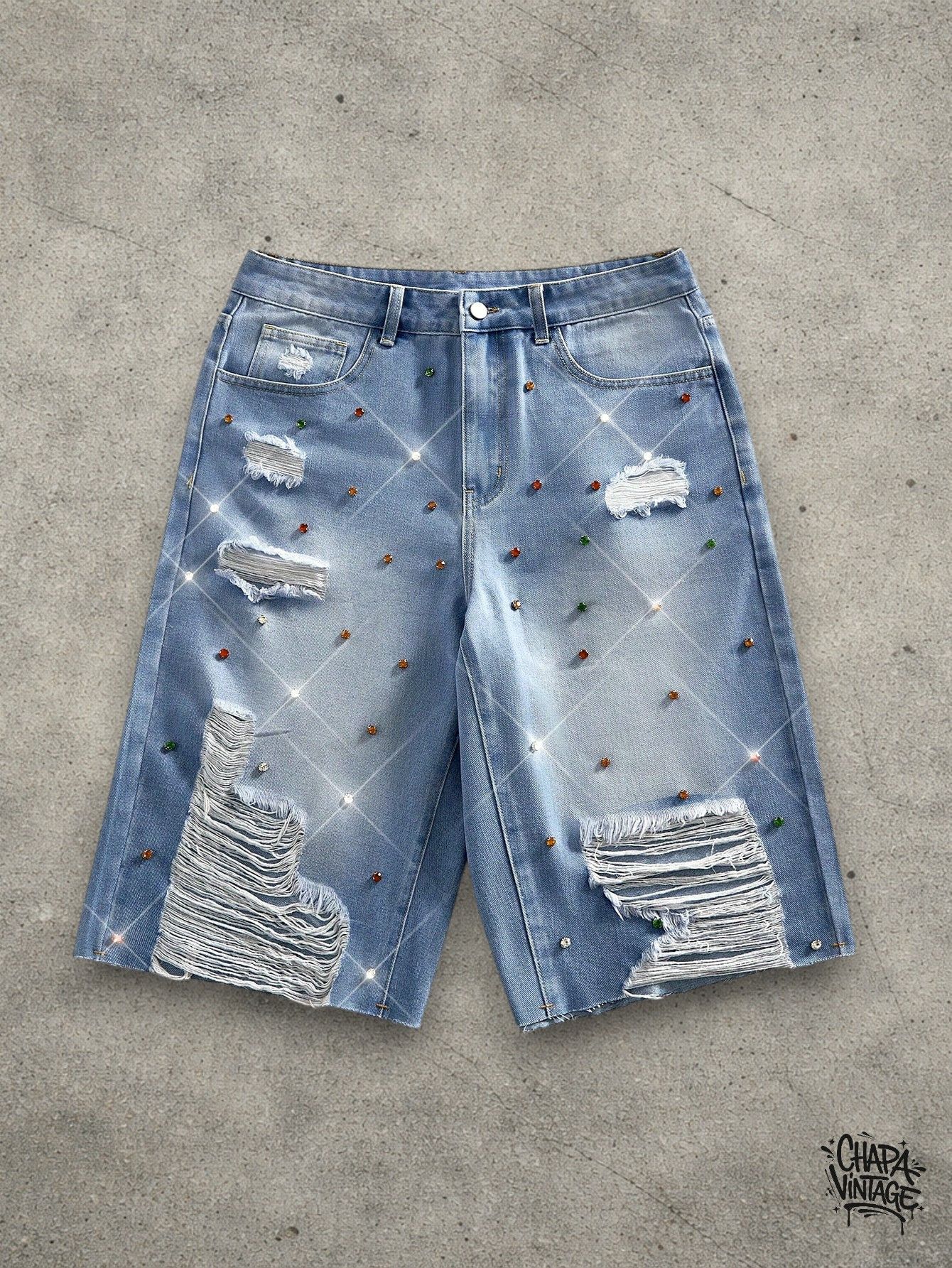 Japanese Brand Washed ripped jeans shorts Size US 32 / EU 48 - 1 Thumbnail