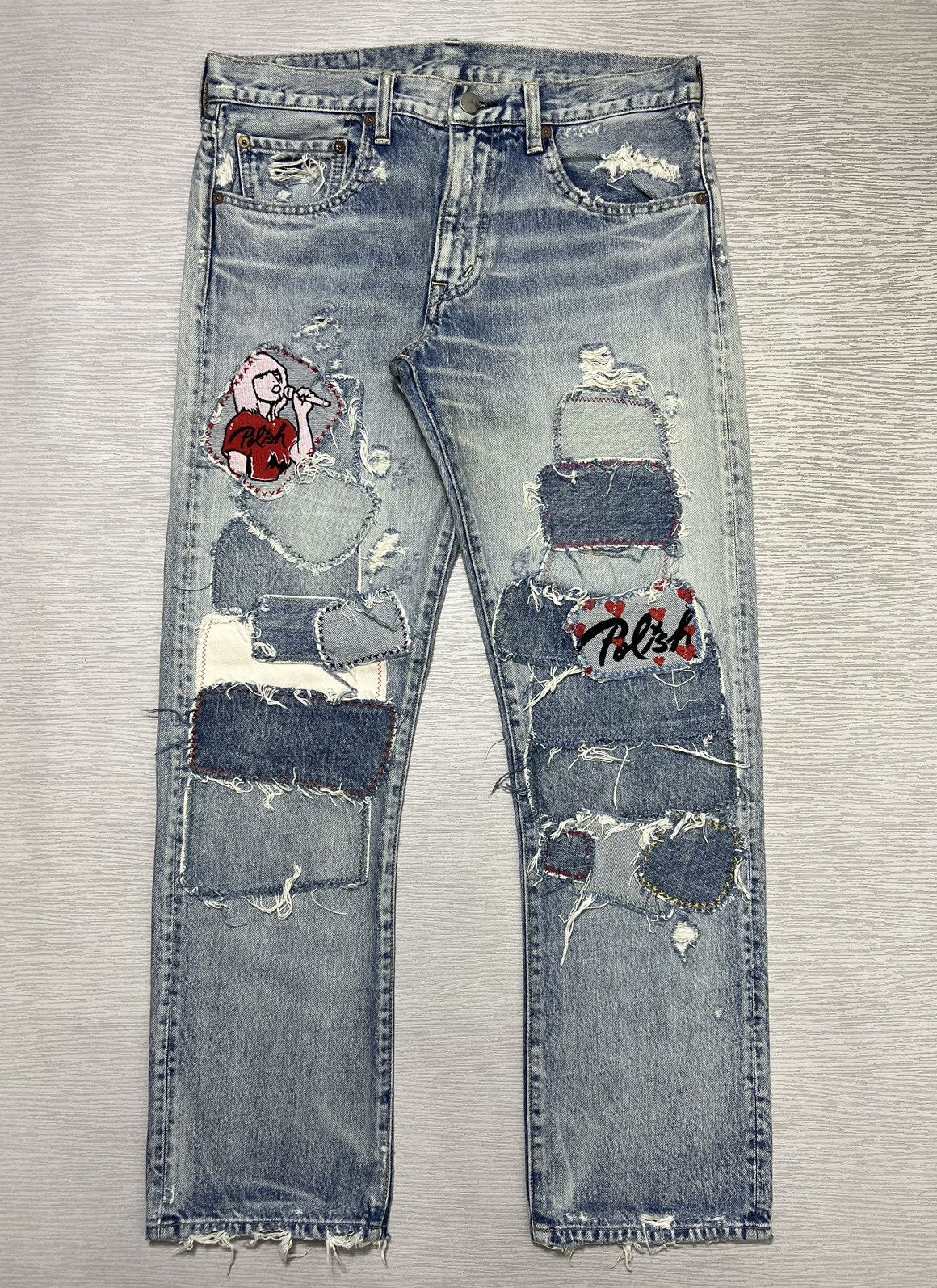 Designer × Japanese Brand RNA - Distressed Patchwork Denim Size US 32 / EU 48 - 1 Thumbnail