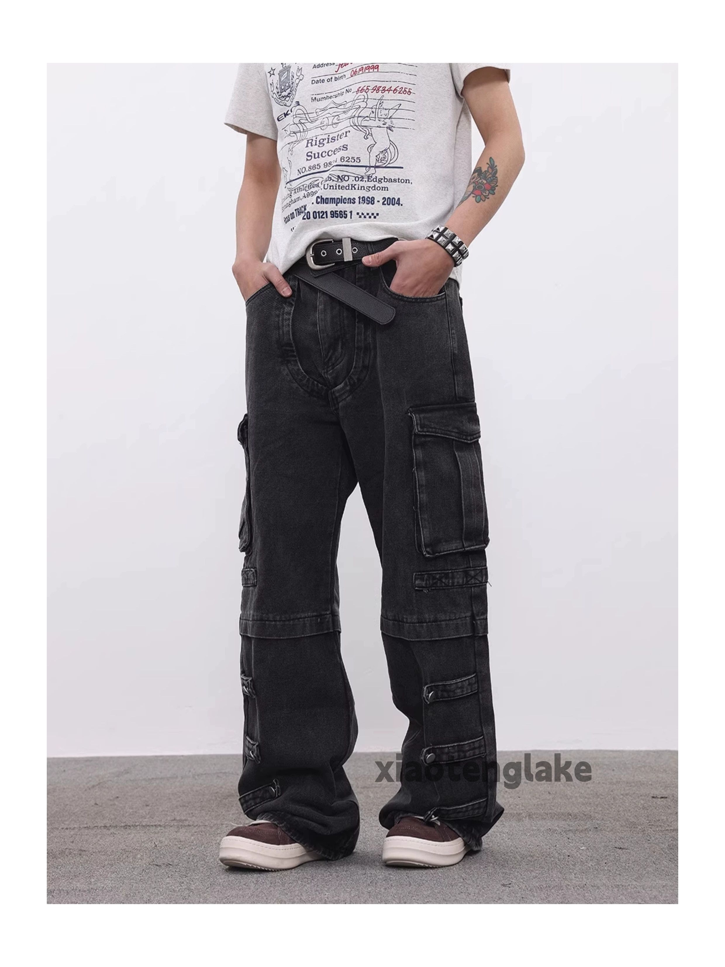 Jean × Vintage washed faded skate hiphop loose baggy cargo jeans Size US 32 / EU 48 - 6 Thumbnail