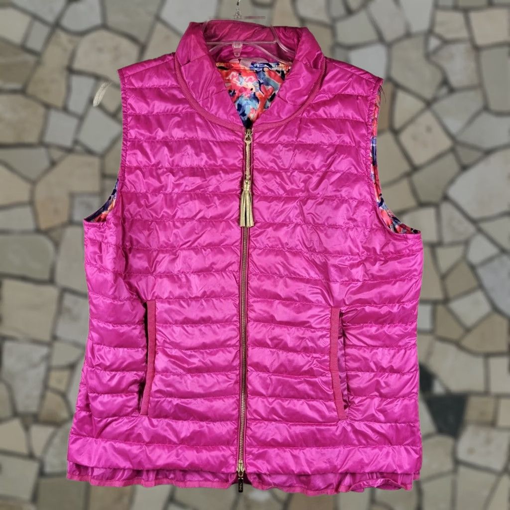 Lilly Pulitzer Lilly Pulitzer Women's Quilted Sleeveless Down Puffer Vest Pink L Size L / US 10 / IT 46 - 1 Thumbnail