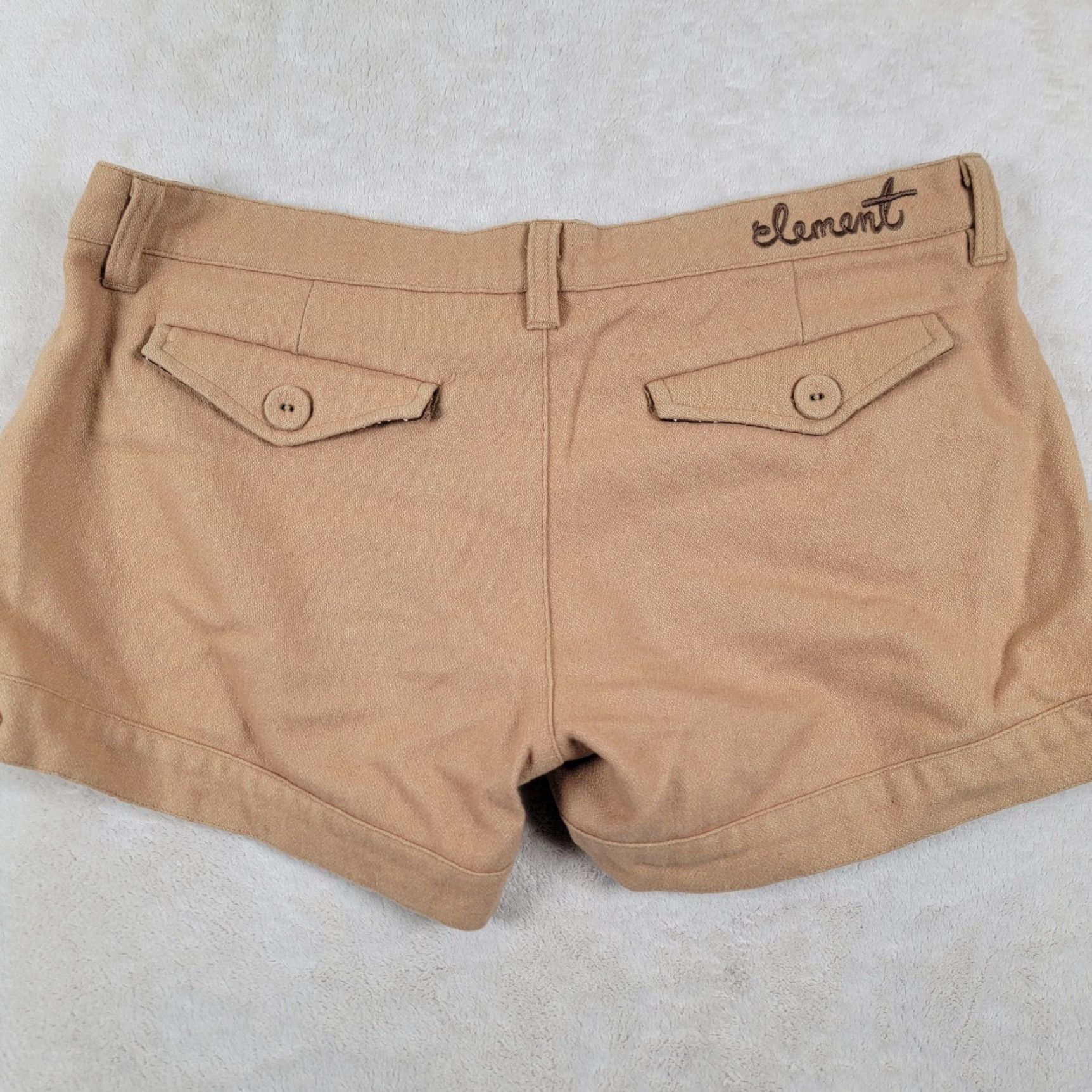 Element Element Beige Wool Blend Shorts Women's Size 7 Mini Short Flat Front Low Rise Casual Travel Summer Machine Washable Womens Size 28" / US 6 / IT 42 - 2 Thumbnail