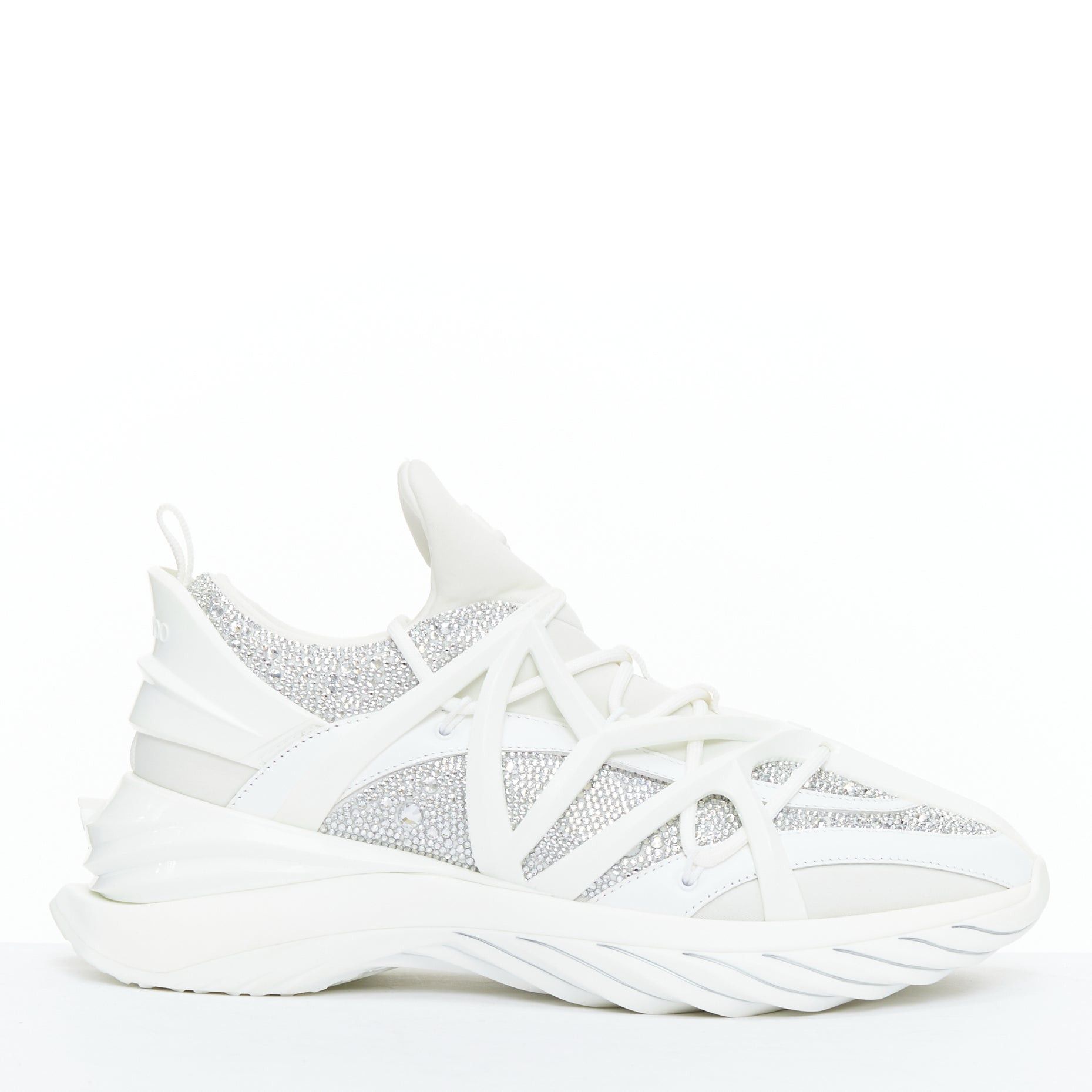 Jimmy Choo JIMMY CHOO 2024 Cosmos white crystal round toe lace up sneakers EU39 Size US 9 / IT 39 - 1 Thumbnail