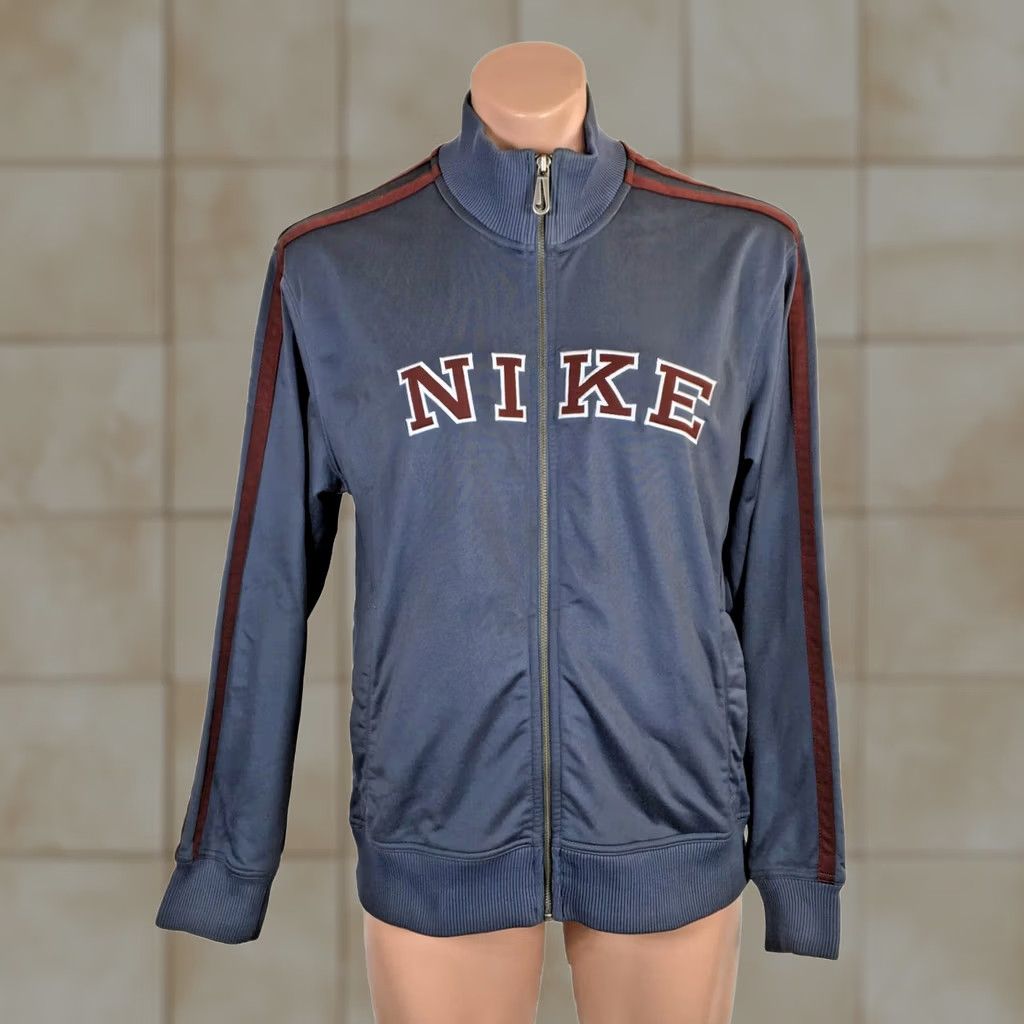Nike VINTAGE Nike Charcoal Gray Maroon Full Zip Collared Athletic Track Jacket Sz M 90s Mens Size US M / EU 48-50 / 2 - 1 Thumbnail