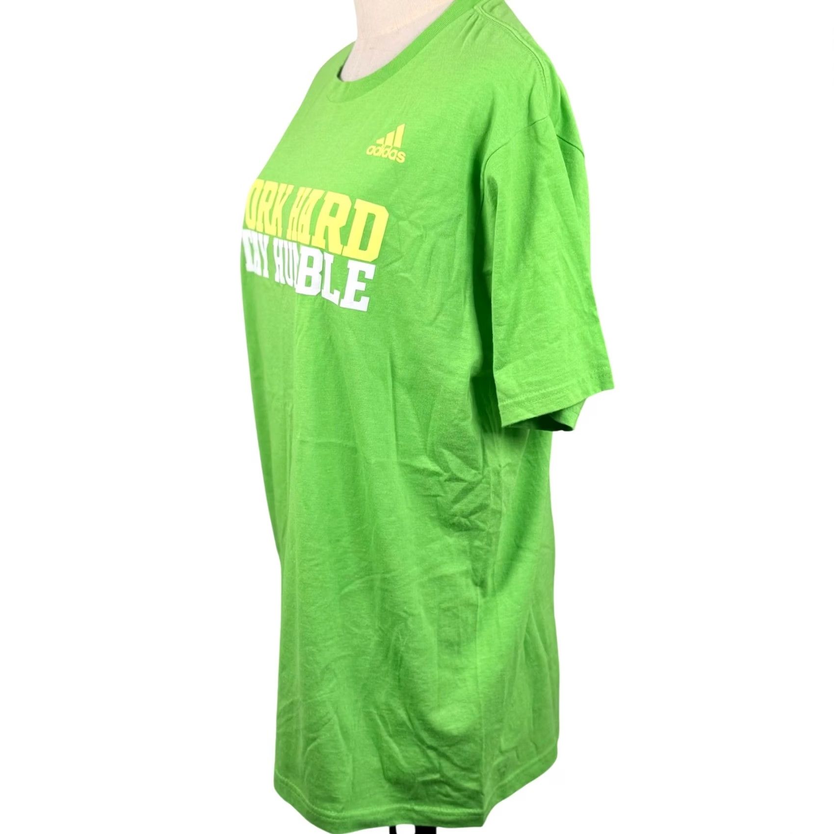 Adidas Adidas Mens Large T Shirt Lime Green Work Hard Stay Humble Graphic Motivational Size US L / EU 52-54 / 3 - 2 Thumbnail