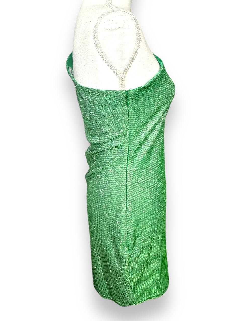 Superdown Green Metallic Bodycon Mini Dress M - coffeafoods.com