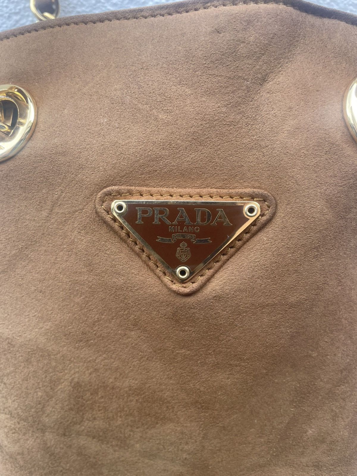 Prada Prada Brown Chain Suede Leather Shoulder Bag Size ONE SIZE - 6 Thumbnail