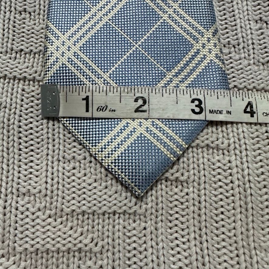 T.M. Lewin TM Lewin light blue plaid silk tie Size ONE SIZE - 5 Thumbnail